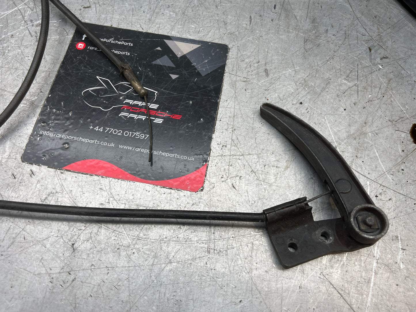 Porsche 924 bonnet release handle with cable, early type, used, study photos