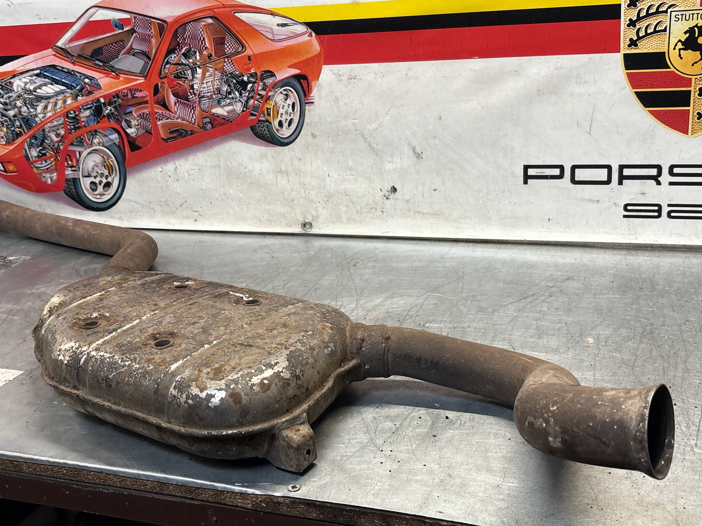 Porsche 928 Left side silencer, used 92811109301