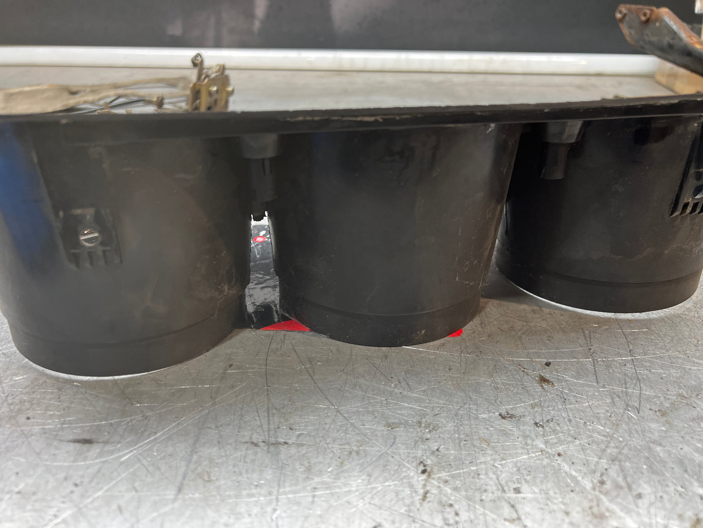 Porsche 924 dash binnacle dial panel speedo surround 477857283 black, with high beam hole, used