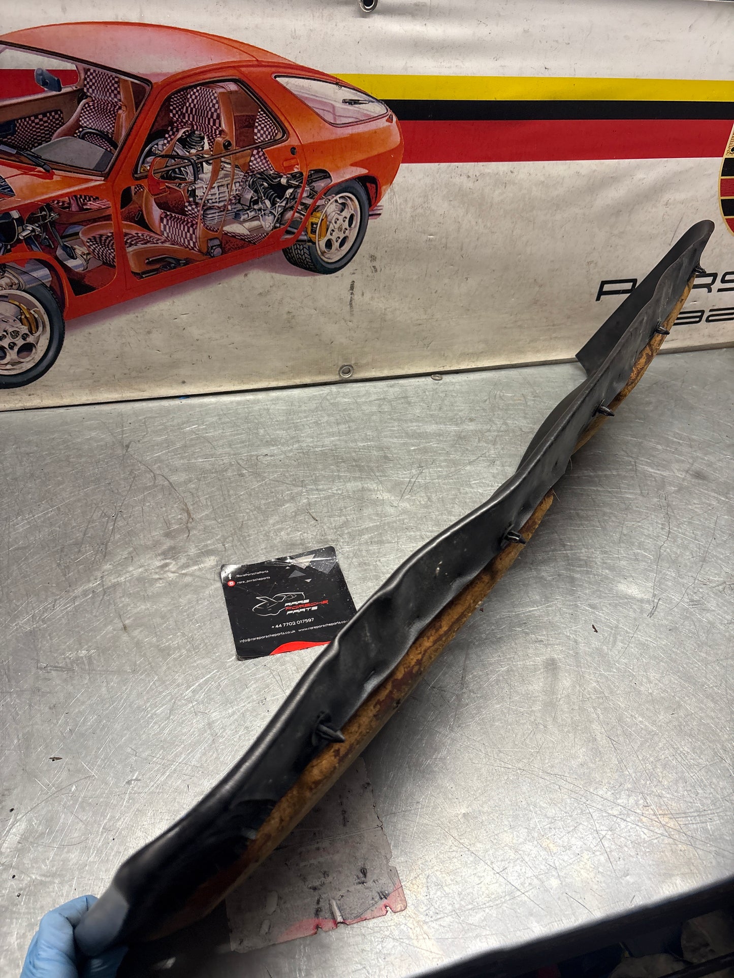 Porsche 928 sunroof mechanism cover trim, used, black 92855552702