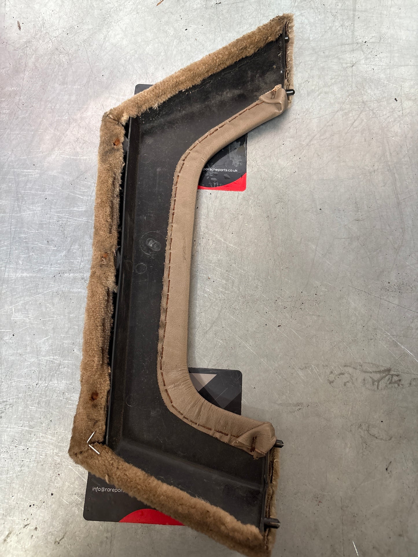 Porsche 924/944 Left, Passenger side cream carpeted door pocket, used 477867133