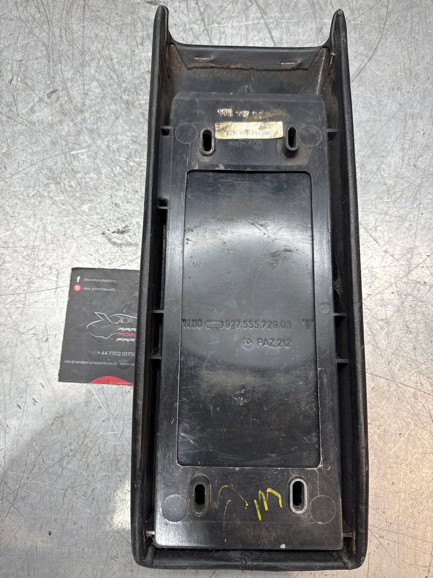 Porsche 928 92755572903 Central armrest cassette compartment black, used RHD