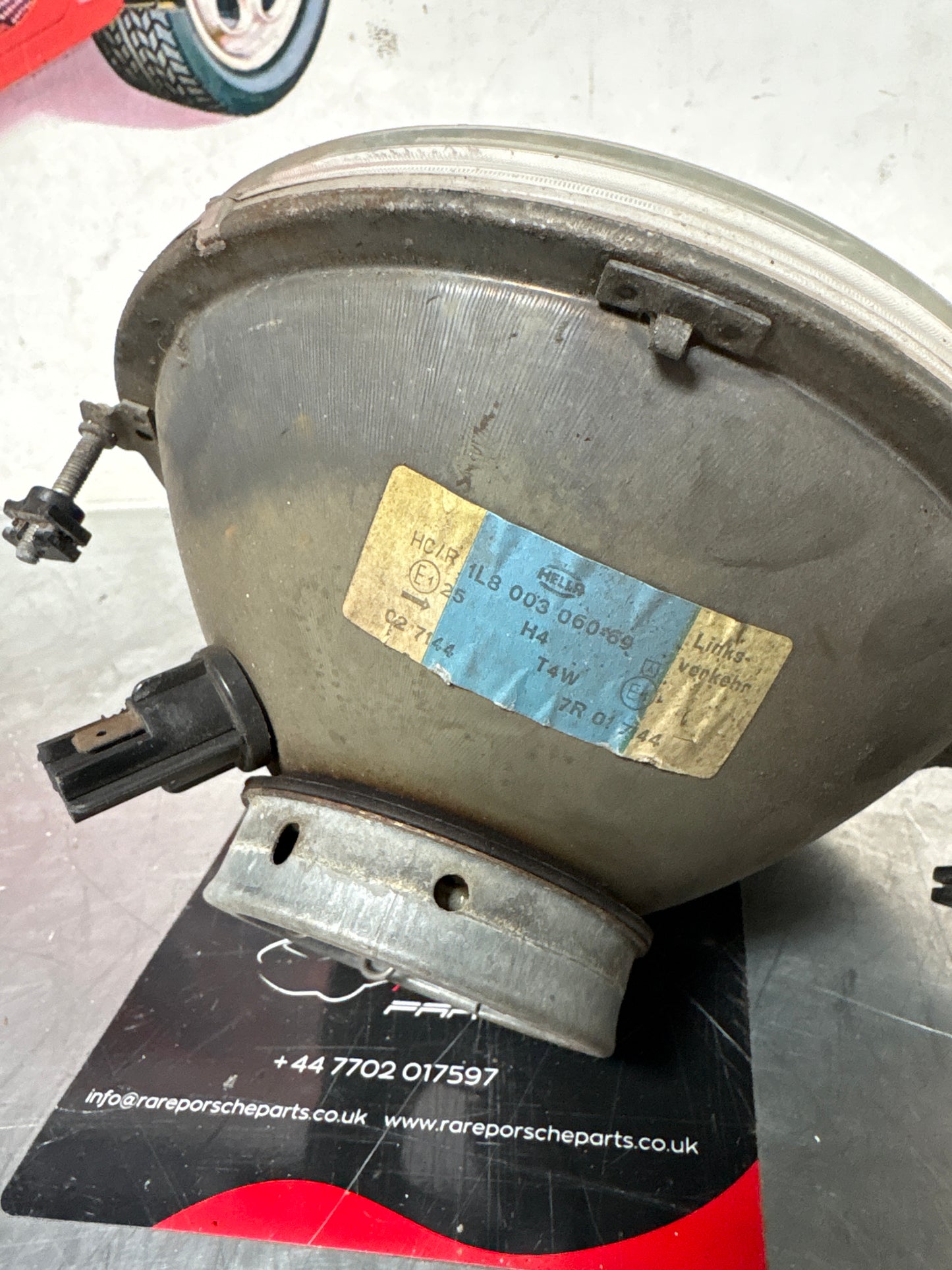 Porsche 924 / 944 Hella H4 headlight, used 477941771 / 201116560 / 1L800306069