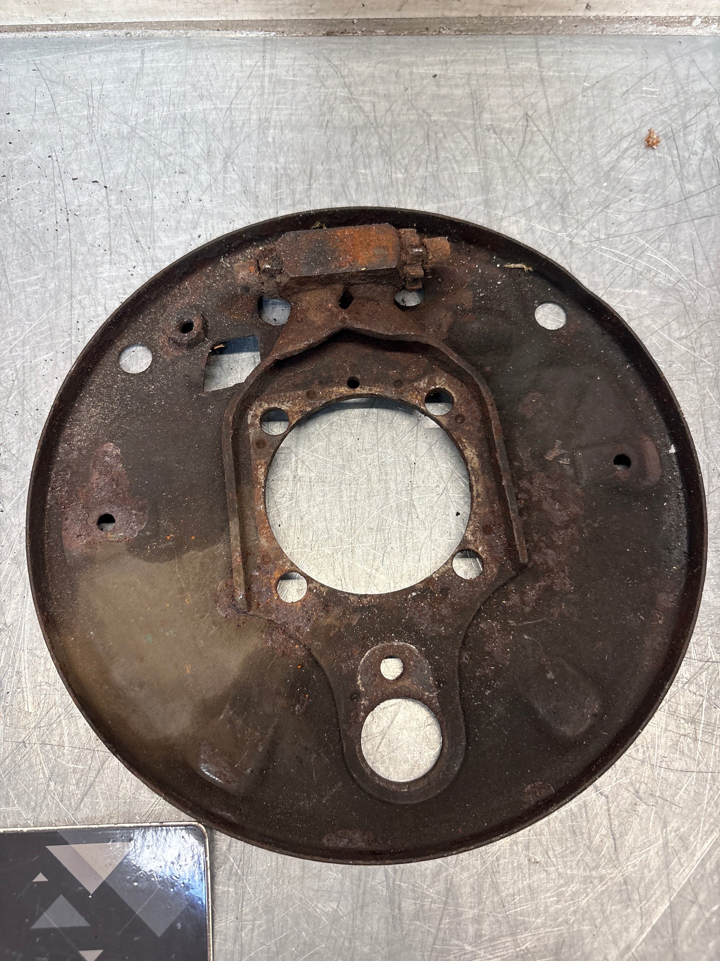 Porsche 924 rear right brake dust shield, used 113609440E