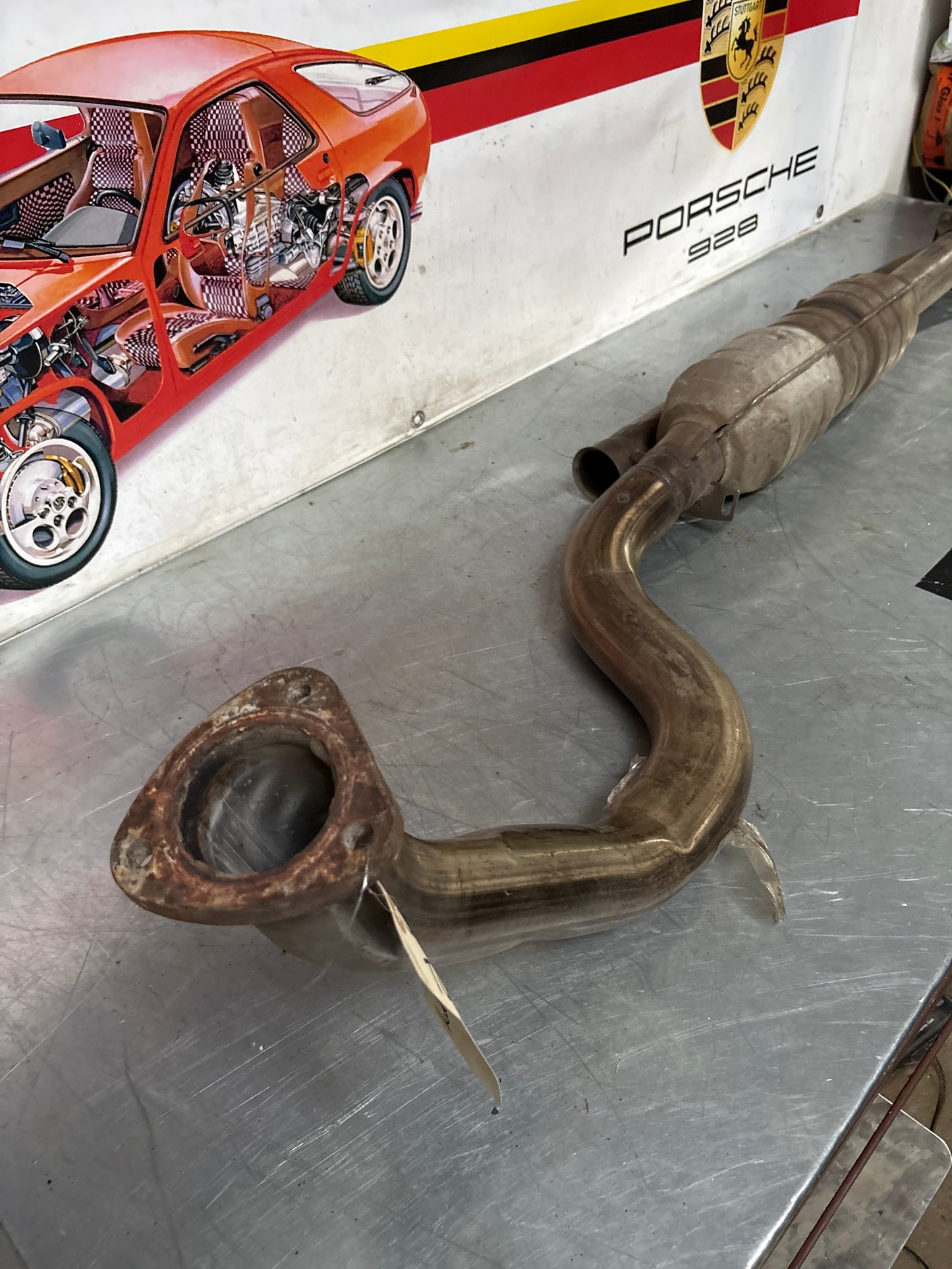 Porsche 944 Turbo front exhaust catalytic converter, used 95111109411