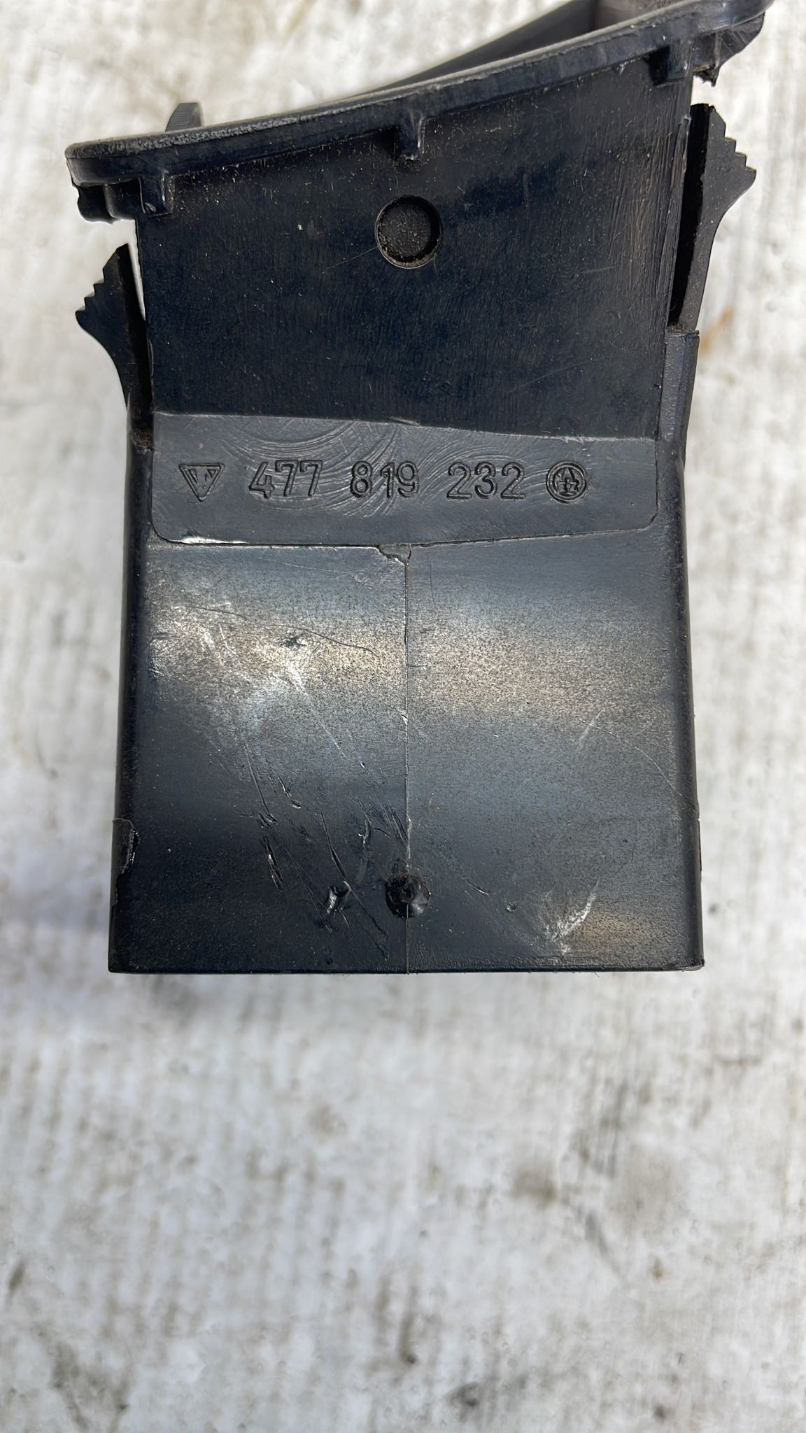Porsche 924/944 Black dash air vent. Right hand, 477819232, used