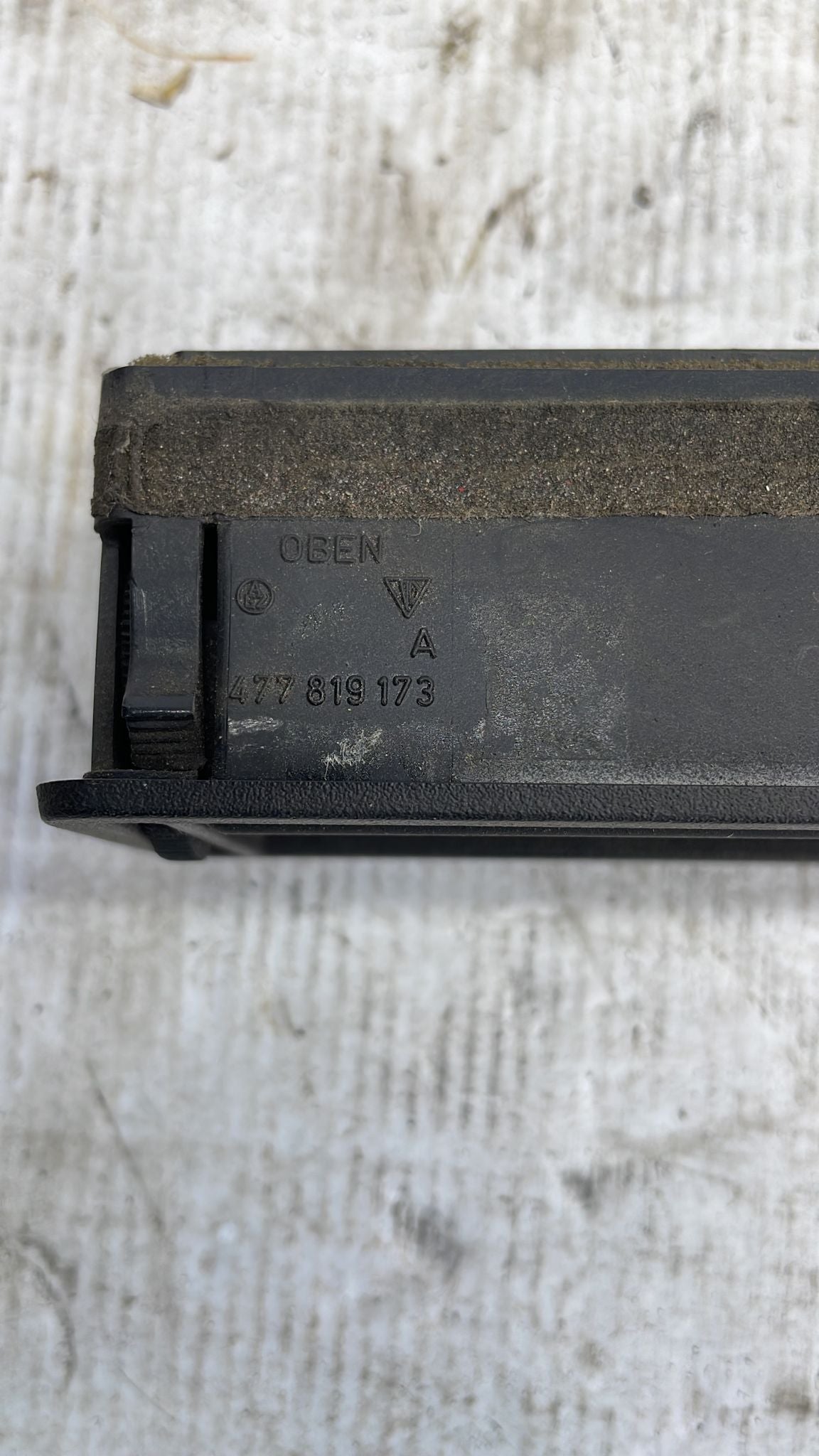 Porsche 924 944 Black Interior dash air vent. 477819173 used