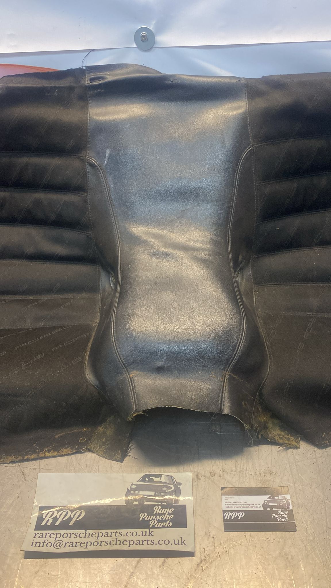 Porsche 924 944 rear seat bottom part, with Porsche scripted fabric