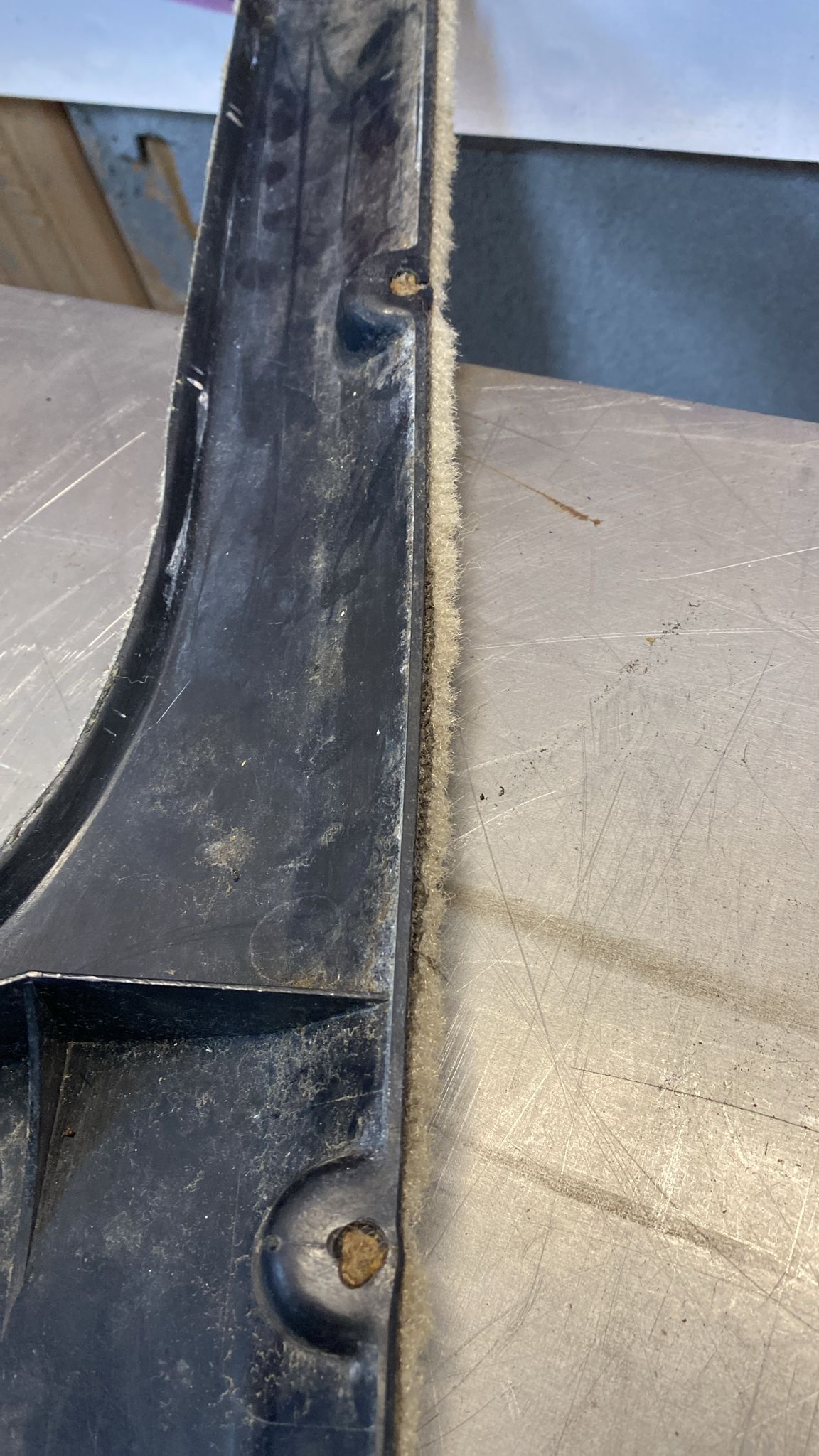 Porsche 944 right front door carpeted lower pocket, beige, used 94455527400