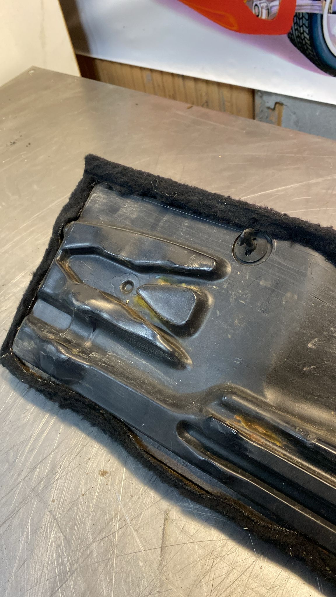 Porsche 928 blue carpeted Tool kit panel cover, used 92855118105