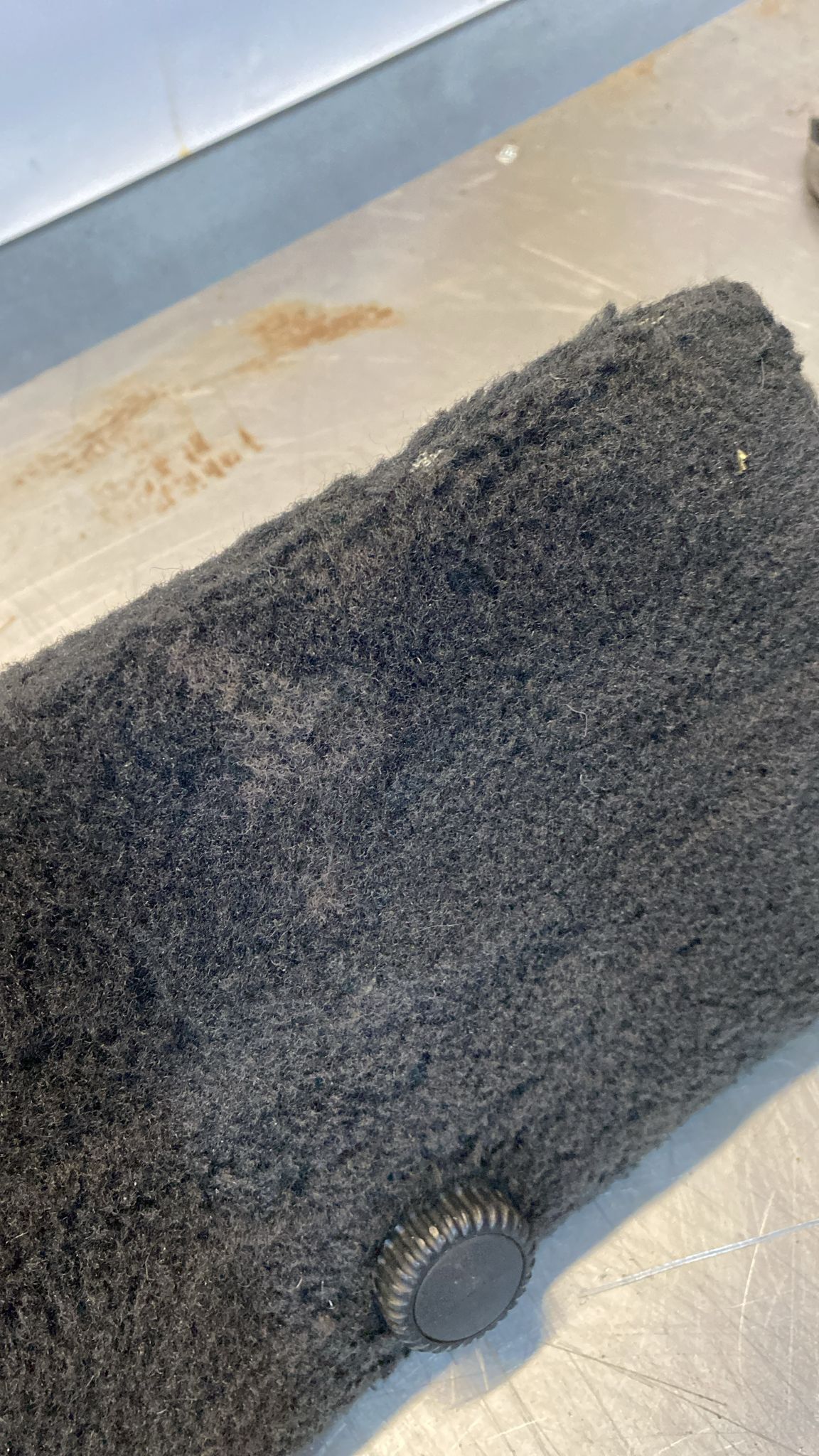 Porsche 928 black carpeted Tool kit panel cover, used 92855118106