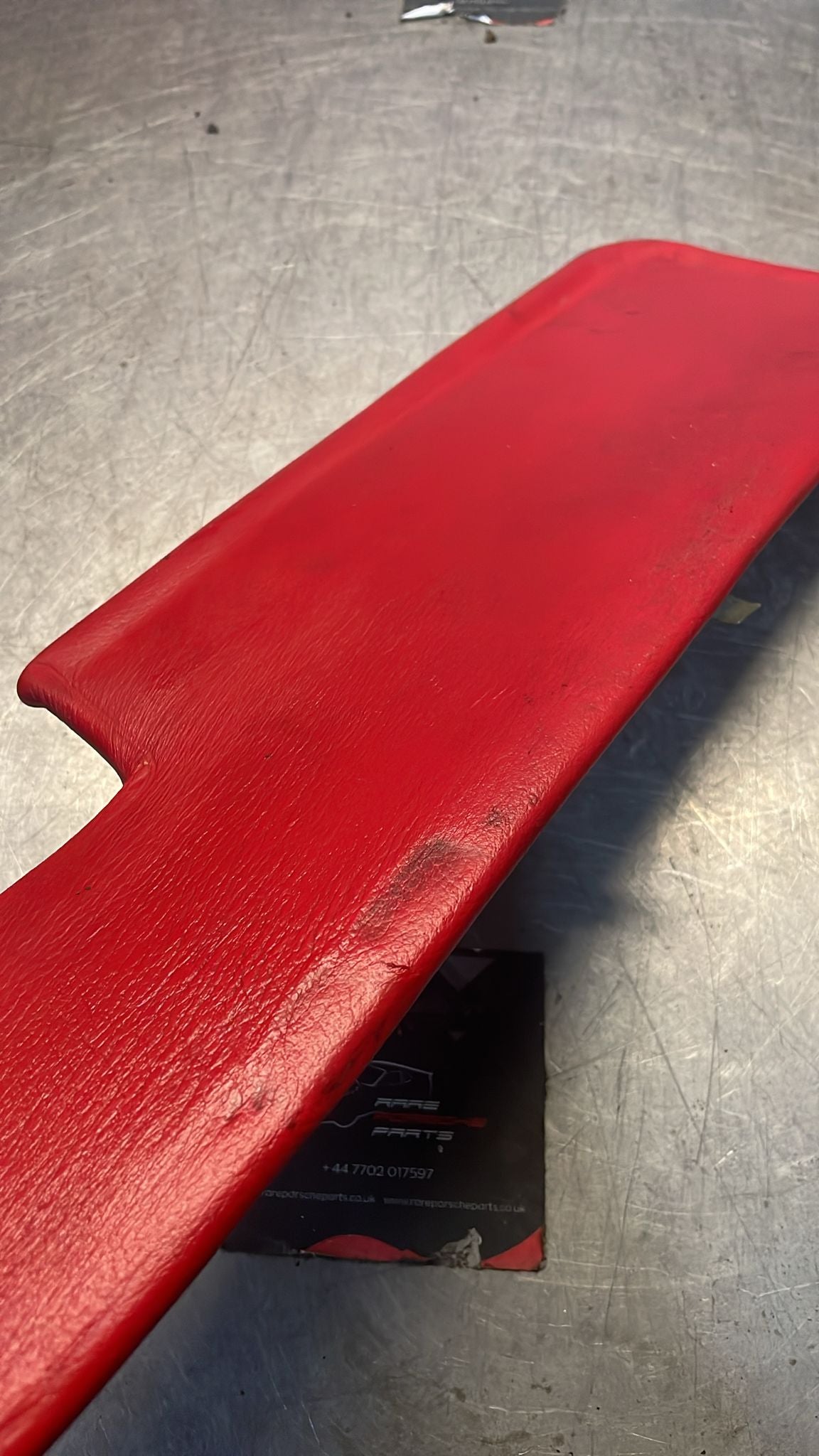 Porsche 928 door card insert panel, right, red, 92855505202, used