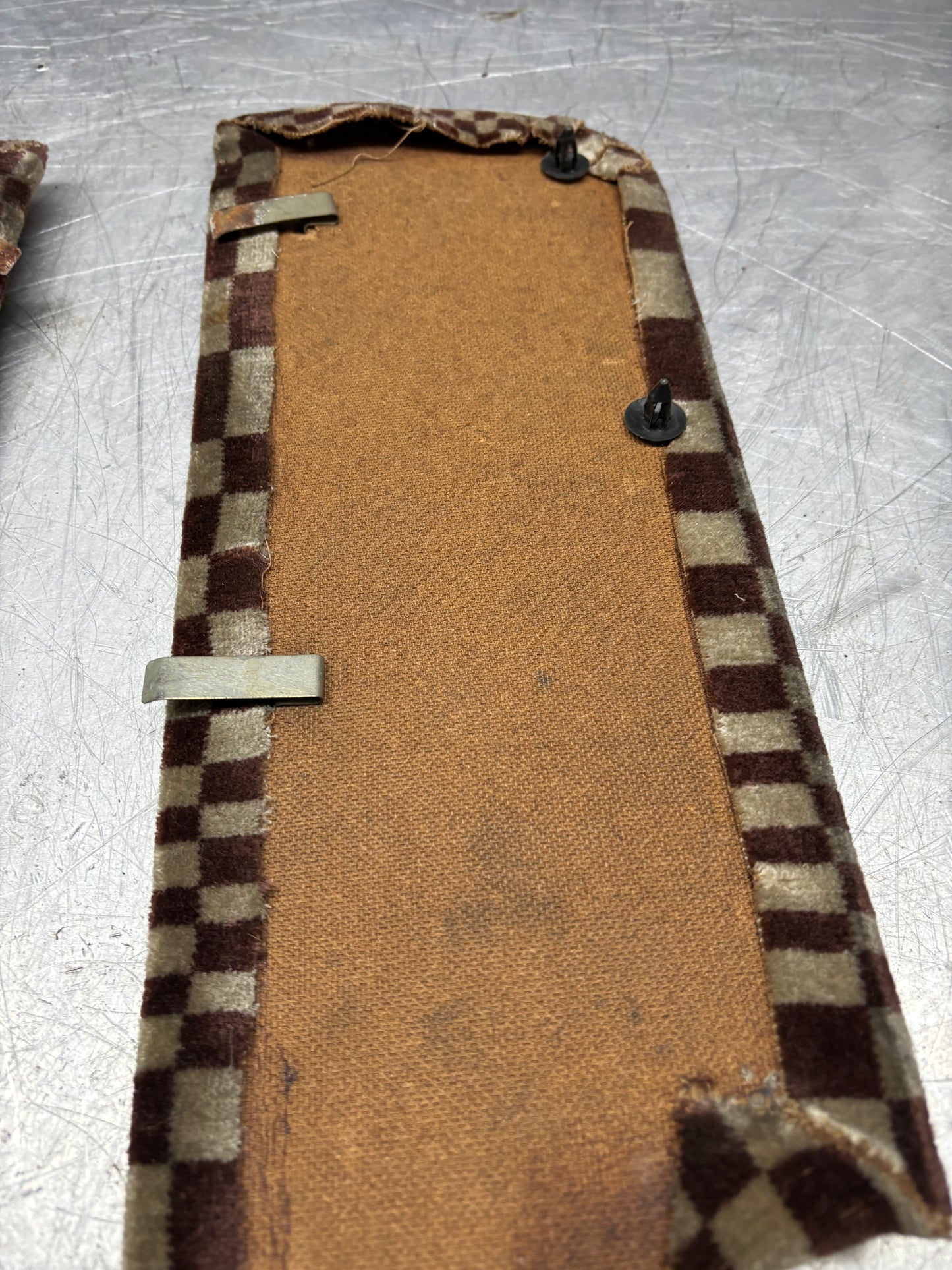 Porsche 928 pascha brown/beige door pair of card inserts, 92855505202 92855505101 used