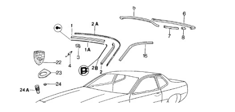 Porsche 924 944 front screen trim seal right 94455902800 used