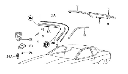 Porsche 924 944 front screen trim seal left 94455902700 used