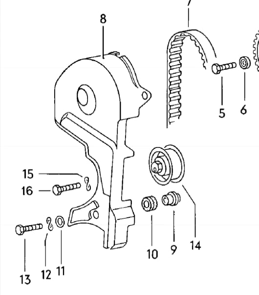 Porsche 924 2.0 inc turbo cam belt cover spacers - New - 056109135