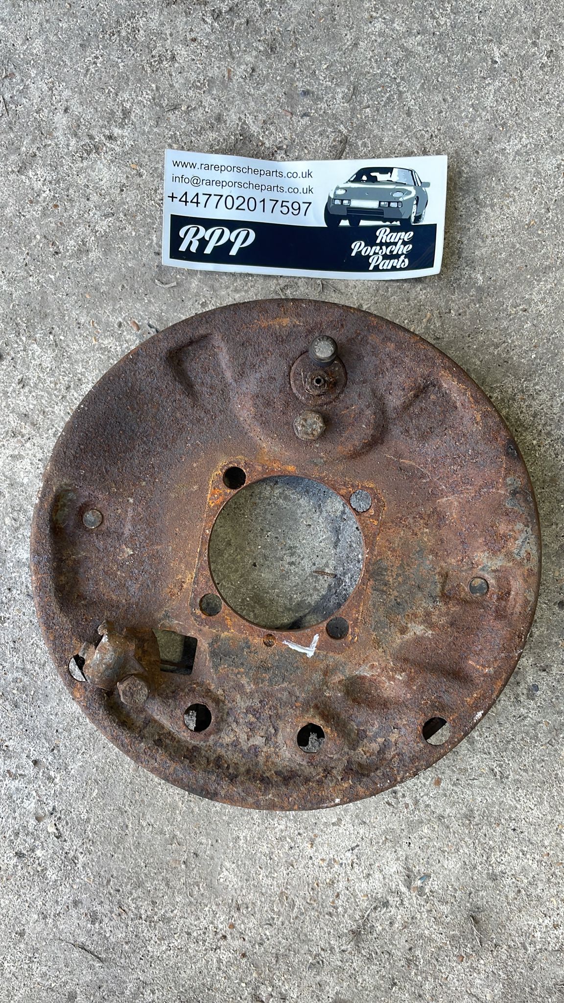 Porsche 924 4 stud left brake backing plate for drum brake used spare or repair