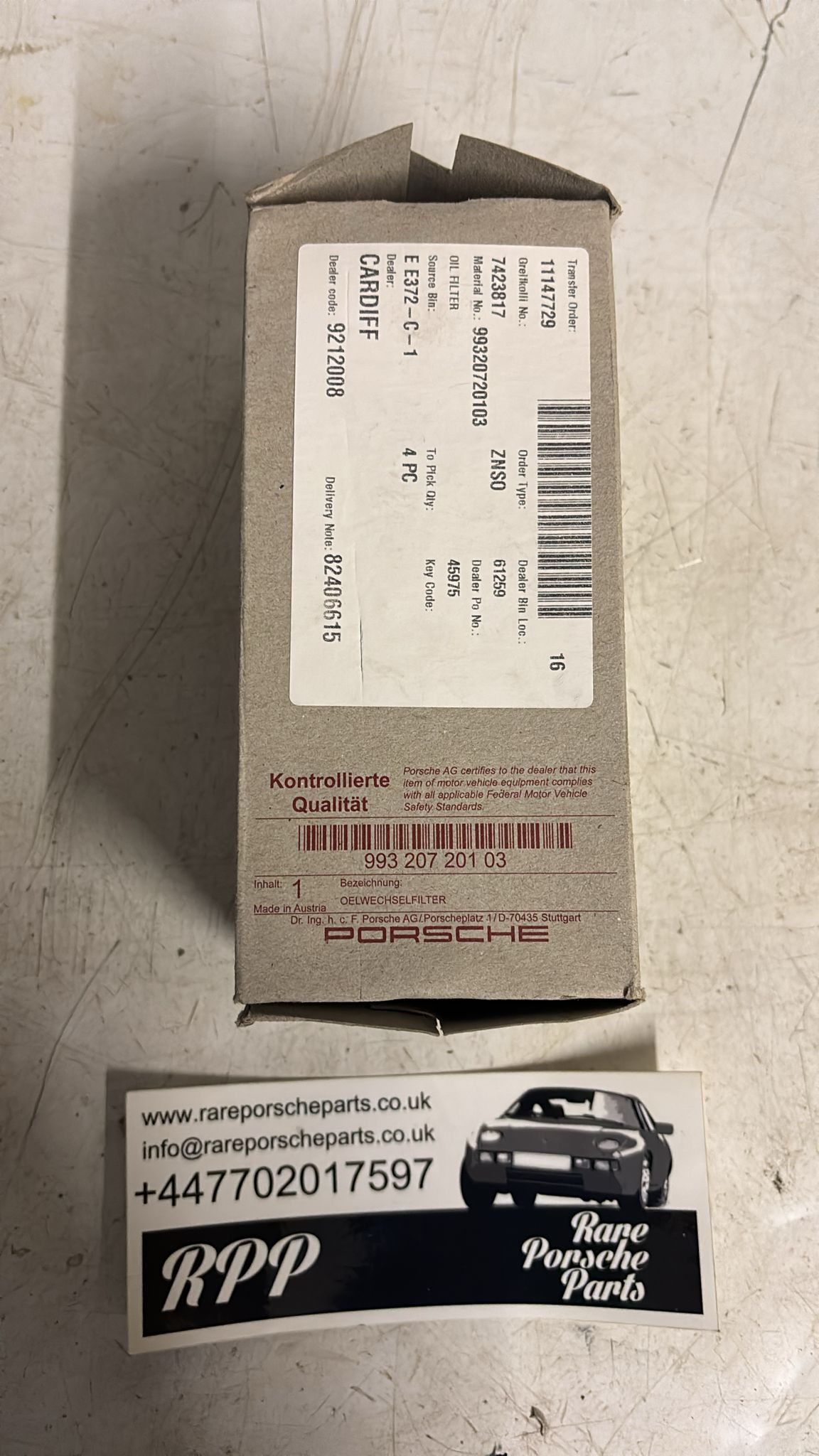 Porsche 993 Filtro olio originale (console termostato grande) 99320720103, nuovo