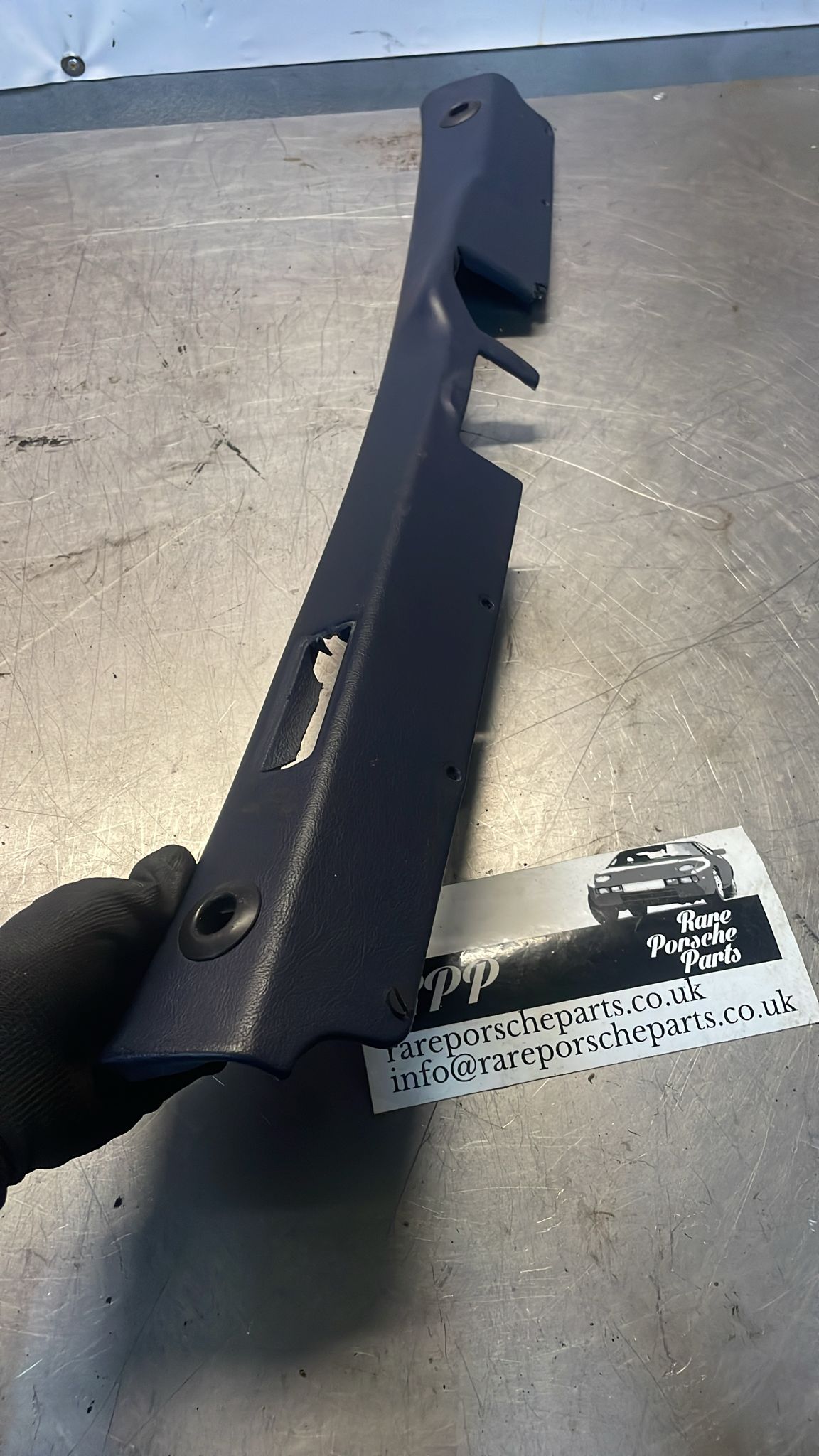 Porsche 928 trunk trim panel, used, blue, 92855165302