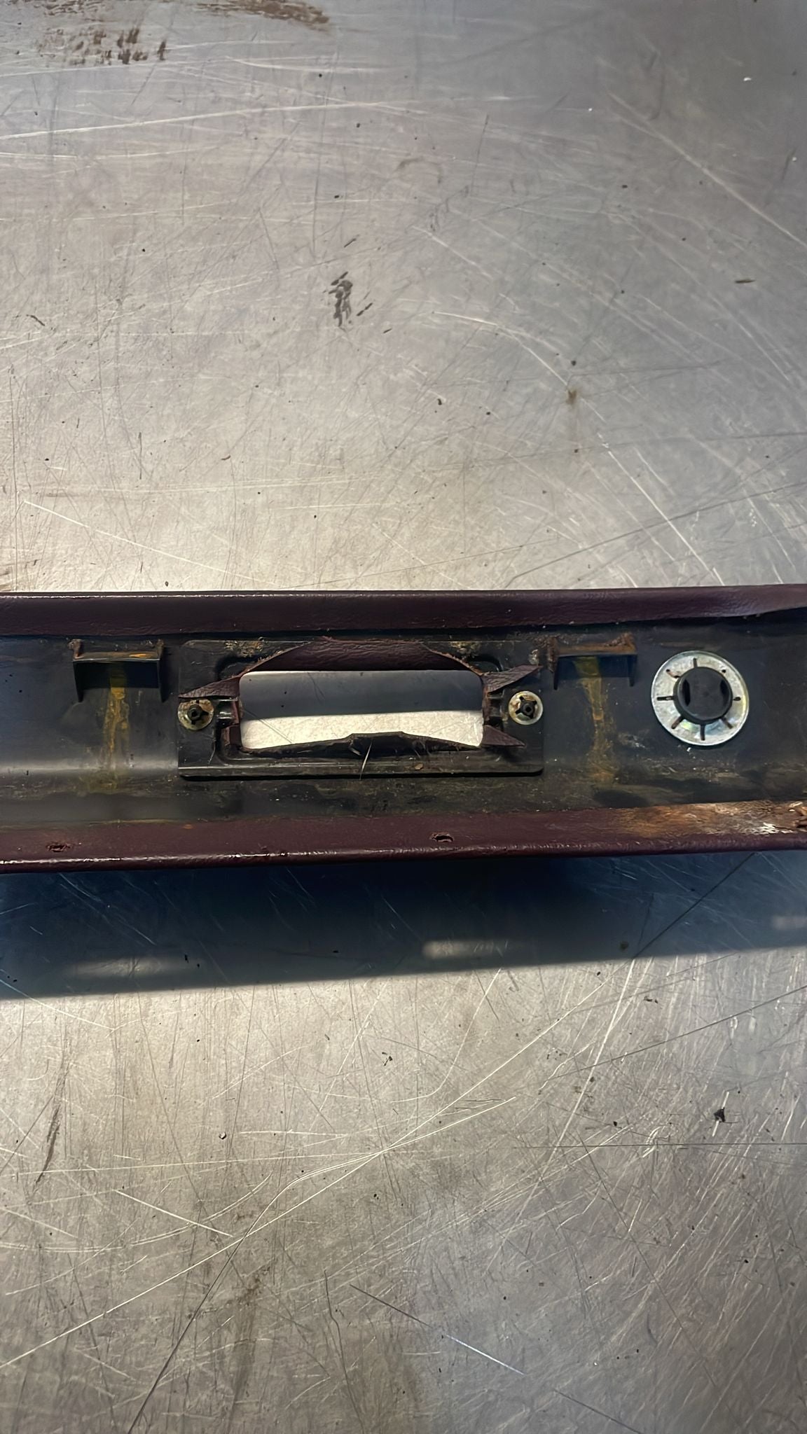 Porsche 928 trunk trim panel, used, burgundy, 92855165302