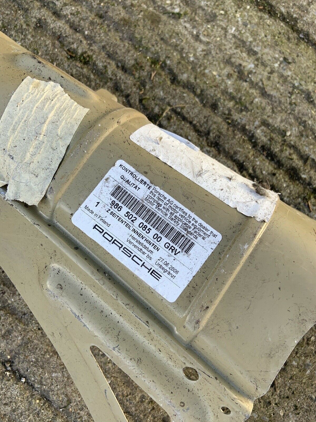 NOS Porsche Boxster 986/987 Rear Inner side Panel, Left 98650208500