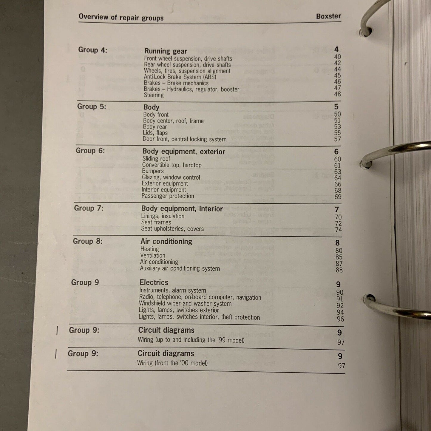 Porsche Boxster 986 Factory Service Manual Group 0 Diagnosis Part 2 Group 69