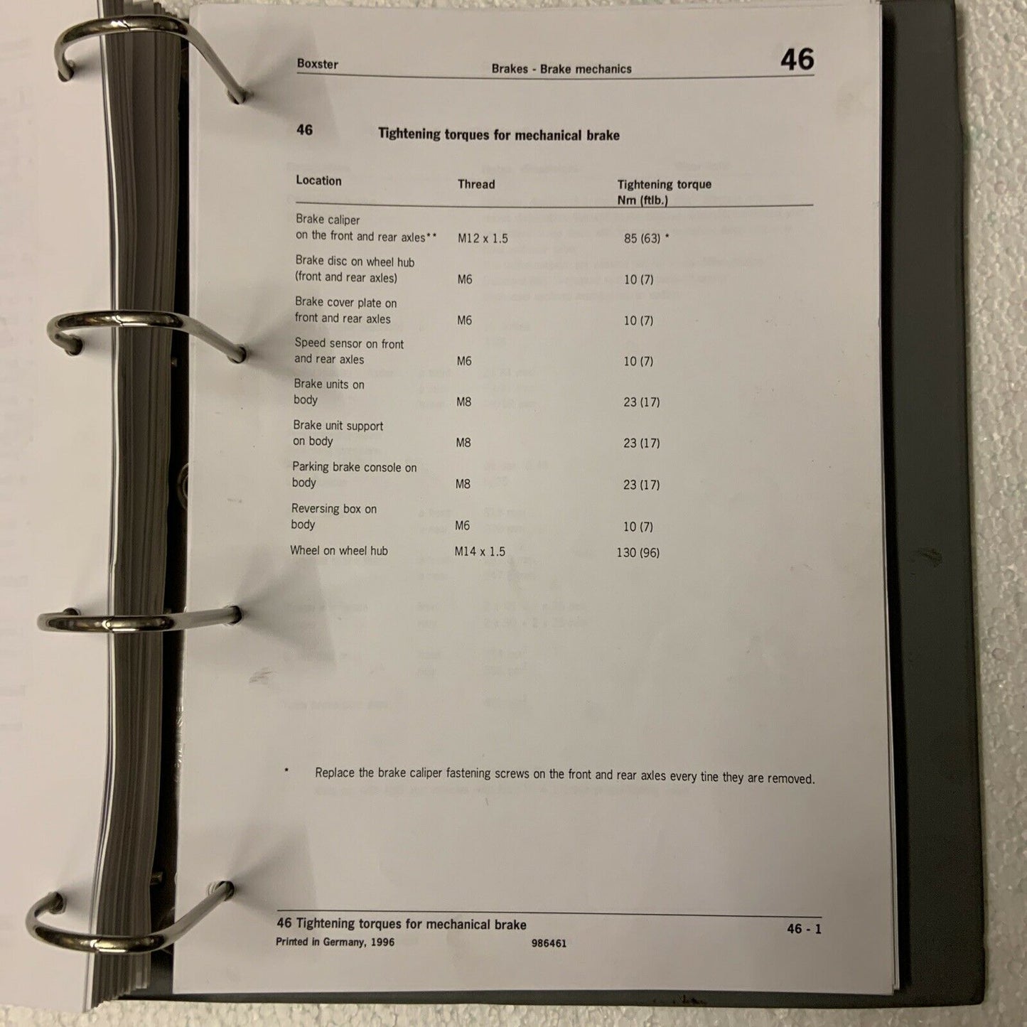 Porsche Boxster 986 Factory Service Manual Group 4 Running Gear