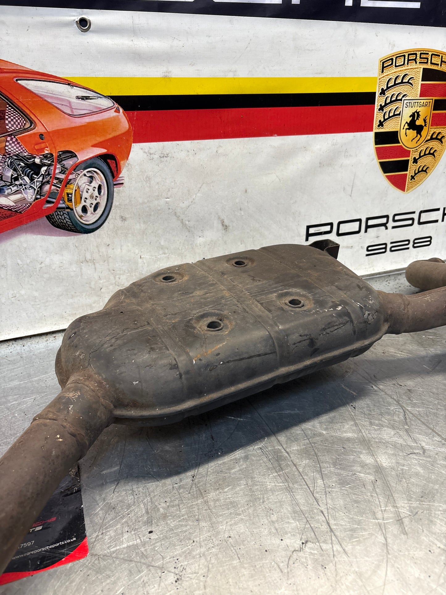 Porsche 928 Left side silencer, used 92811109301