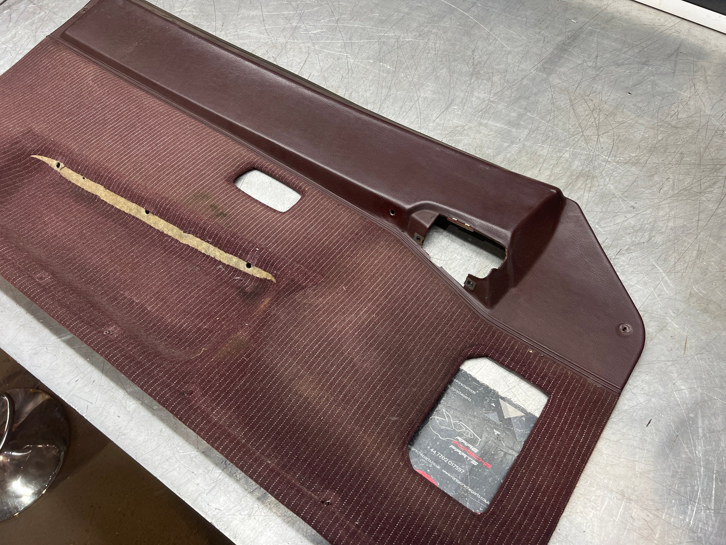 Porsche 944 left burgundy pinstripe door card for late cars from 85.5 944555017