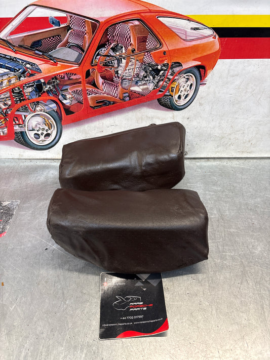 Porsche 928 rear left seat upper and middle cushion, leather, brown, used 92852204550 / 92852208751