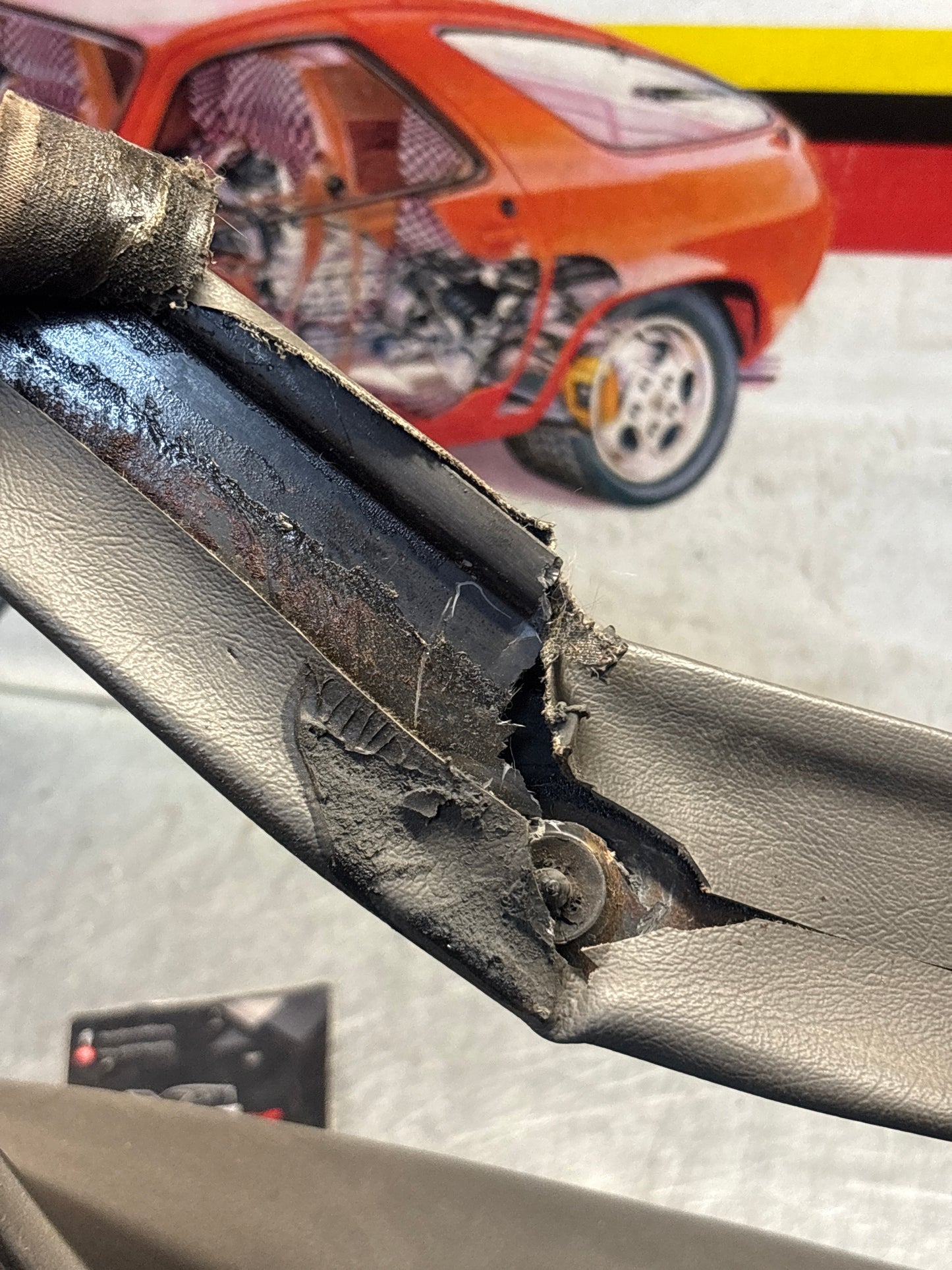 Porsche 928 left side lower side trim panel, grey used 92855502157