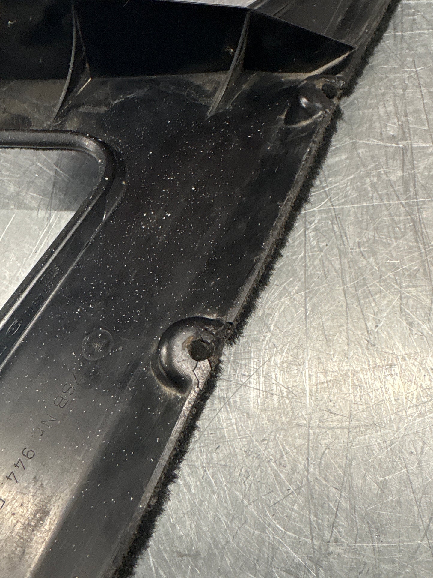 Porsche 944 right front door carpeted lower pocket, black, used 94455527400
