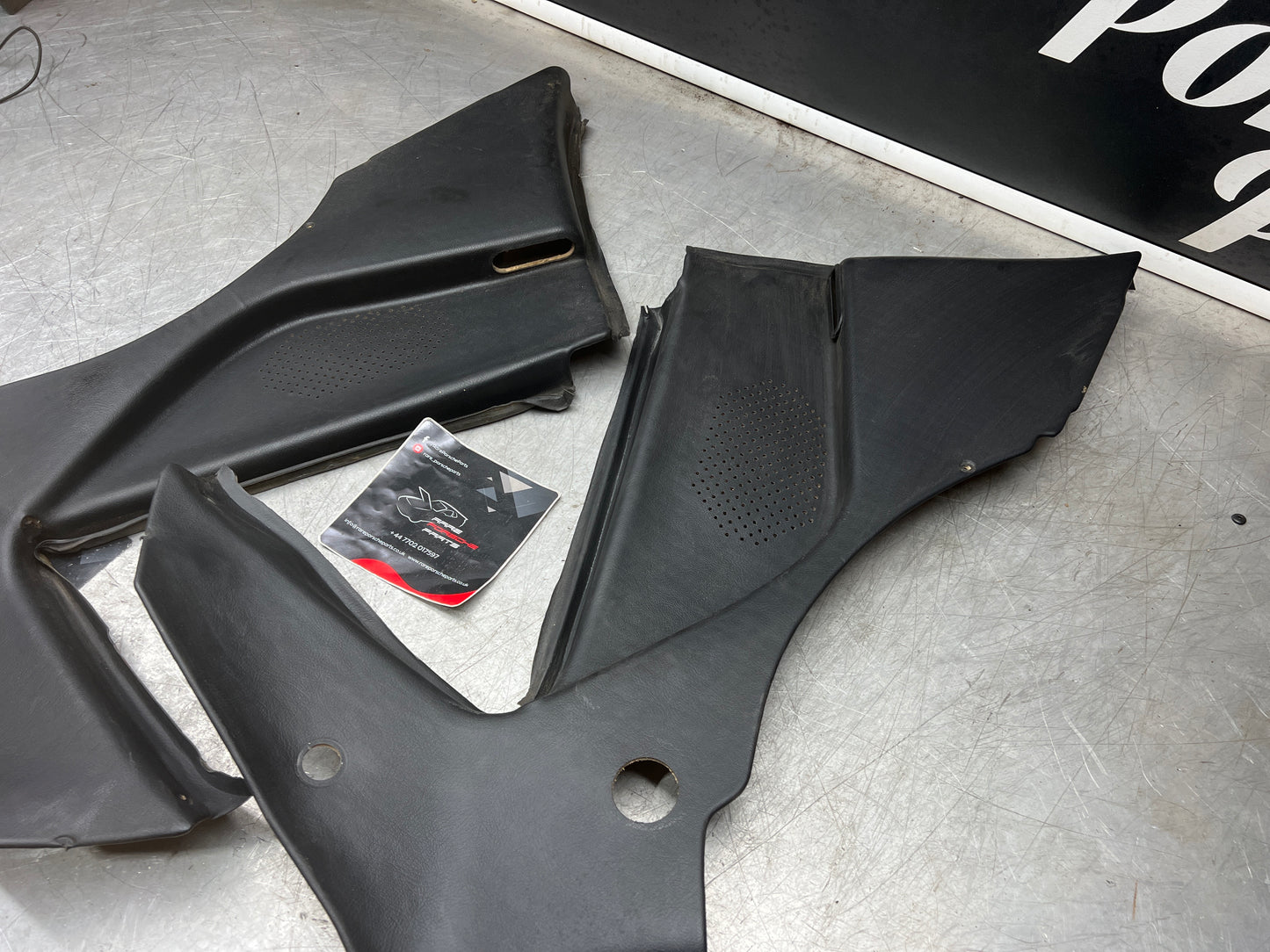 Porsche 944 black rear interior C Post trims/cards. Quarter panel trim used 944555021 944555022