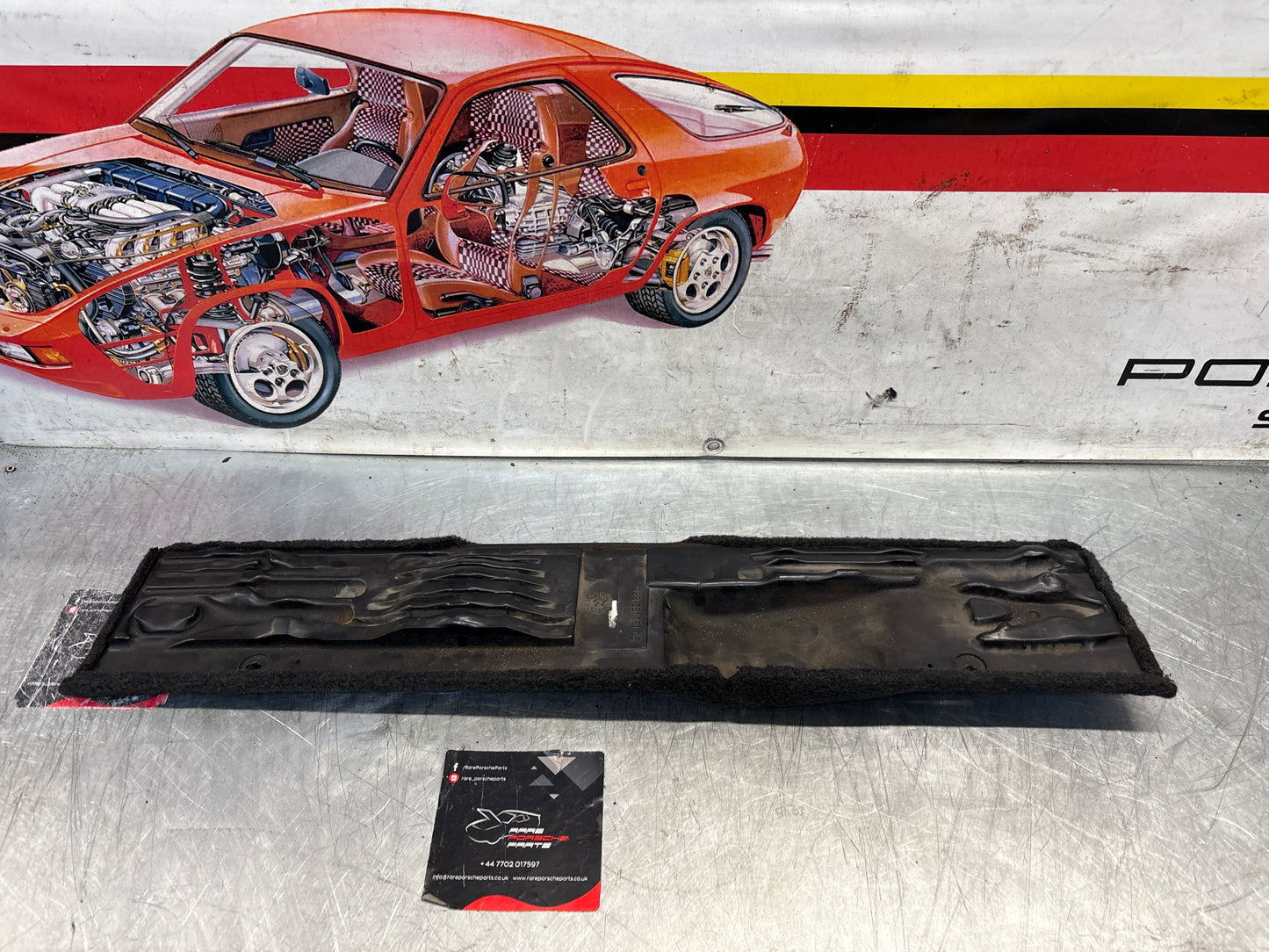 Porsche 928 blue carpeted Tool kit panel cover, used 92855118106