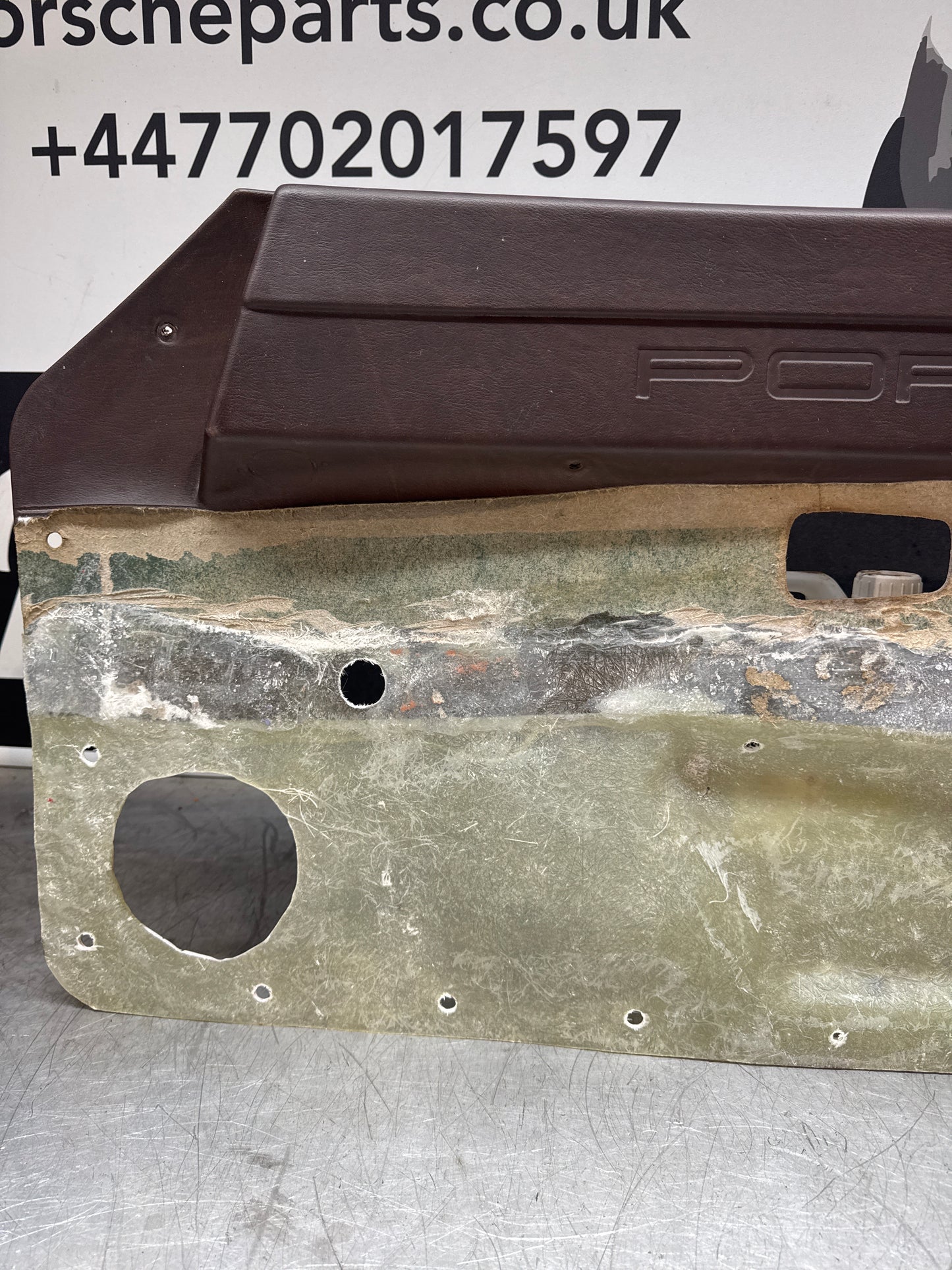 Porsche 924/ Early 944 Brown Script Bare door card. Fibreglass repaired. 477867012