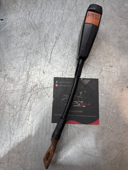 Used Porsche 924 early left seat belt anchor clasp retainer, buckle. 477857755D (used)