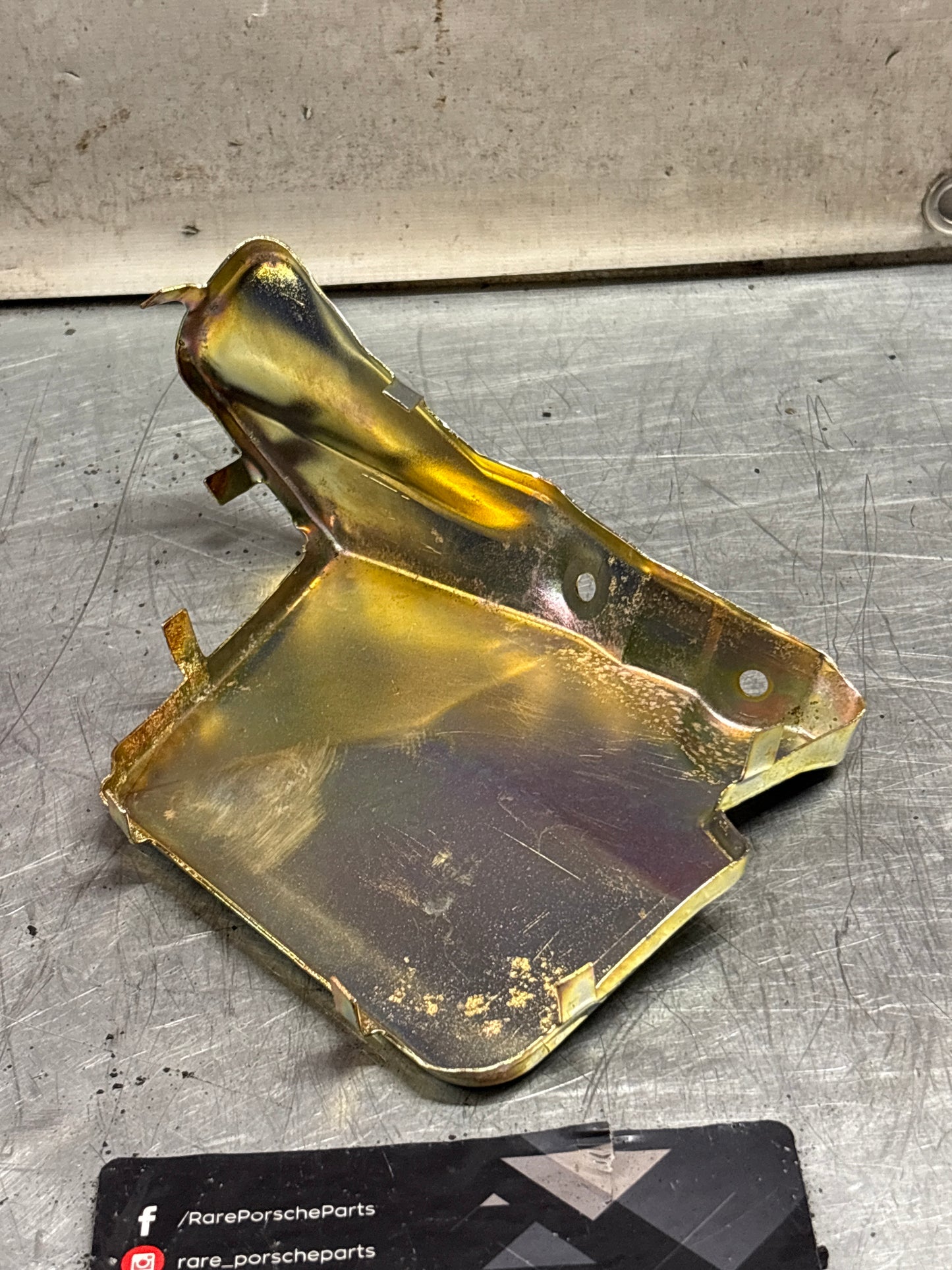 Porsche 928 82- mount cover heat shield plate left side, used 92837506701