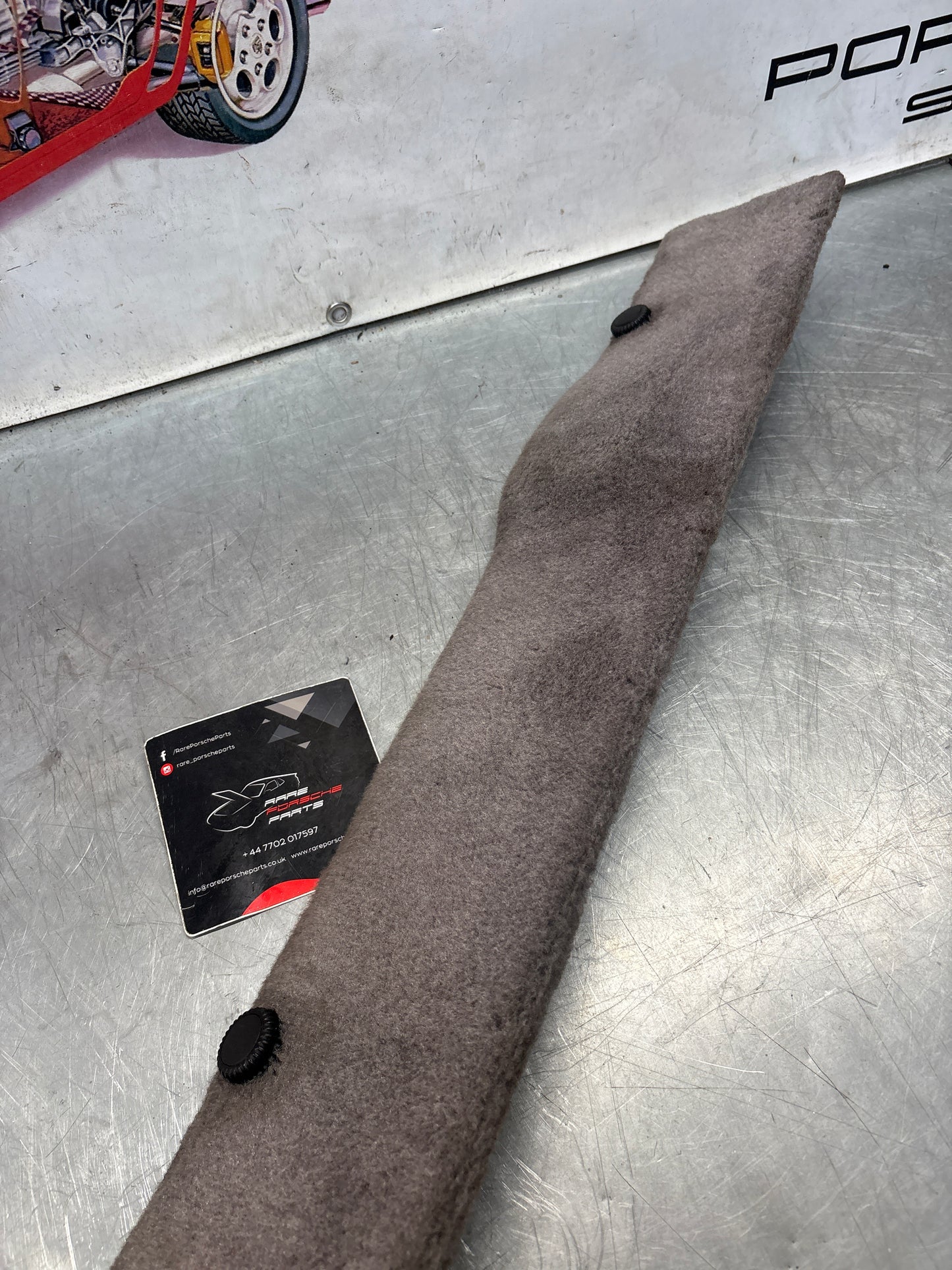 Porsche 928 grey carpeted Tool kit panel cover, used 92855118106