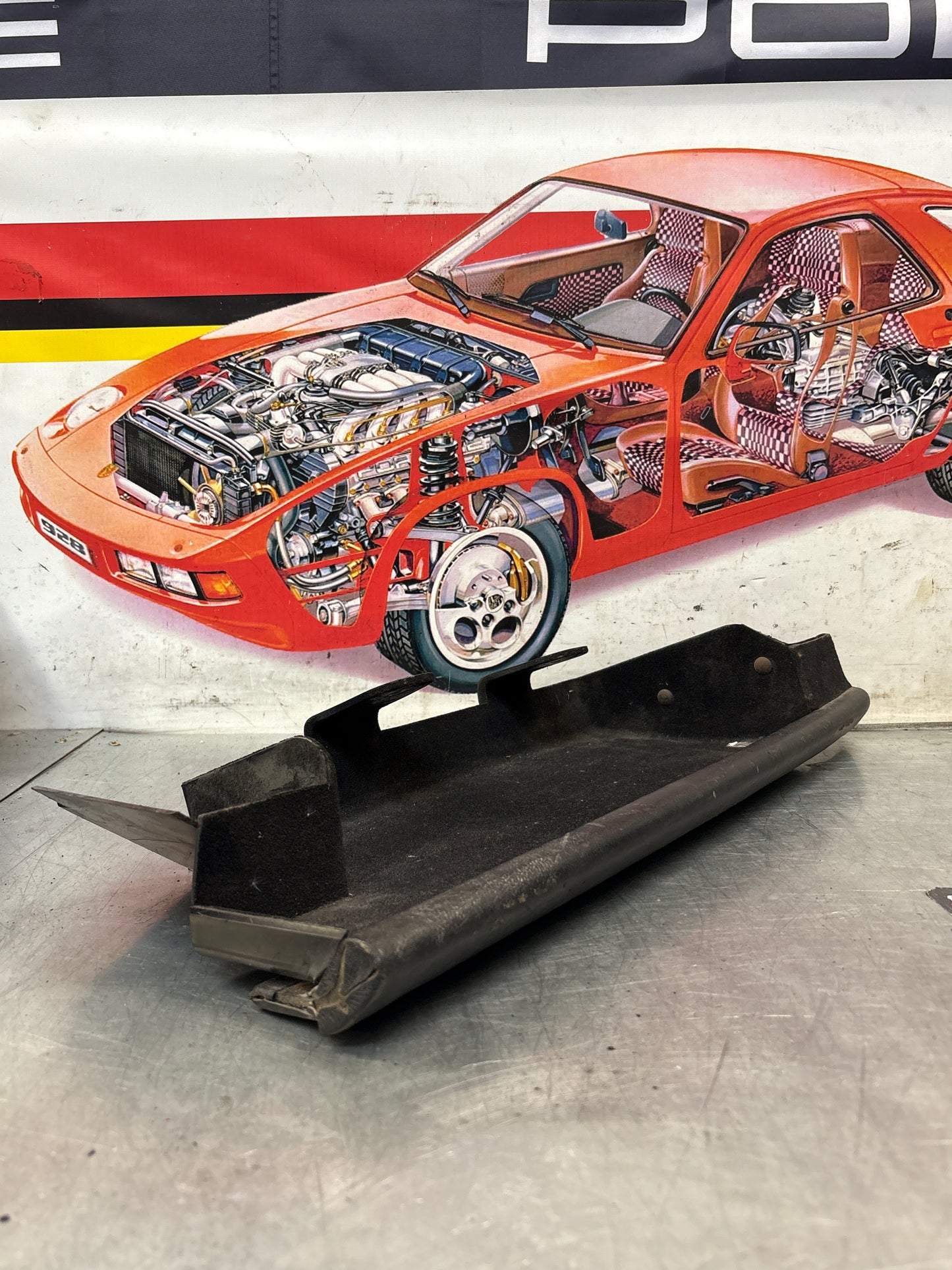 Porsche 928 under glove box shelf, black 92855207702 LHD only, used