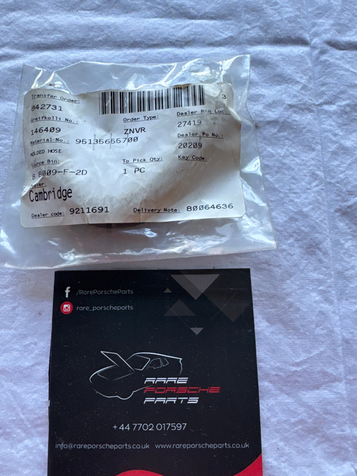 Porsche 944 fuel pump hose 95135655700 NOS