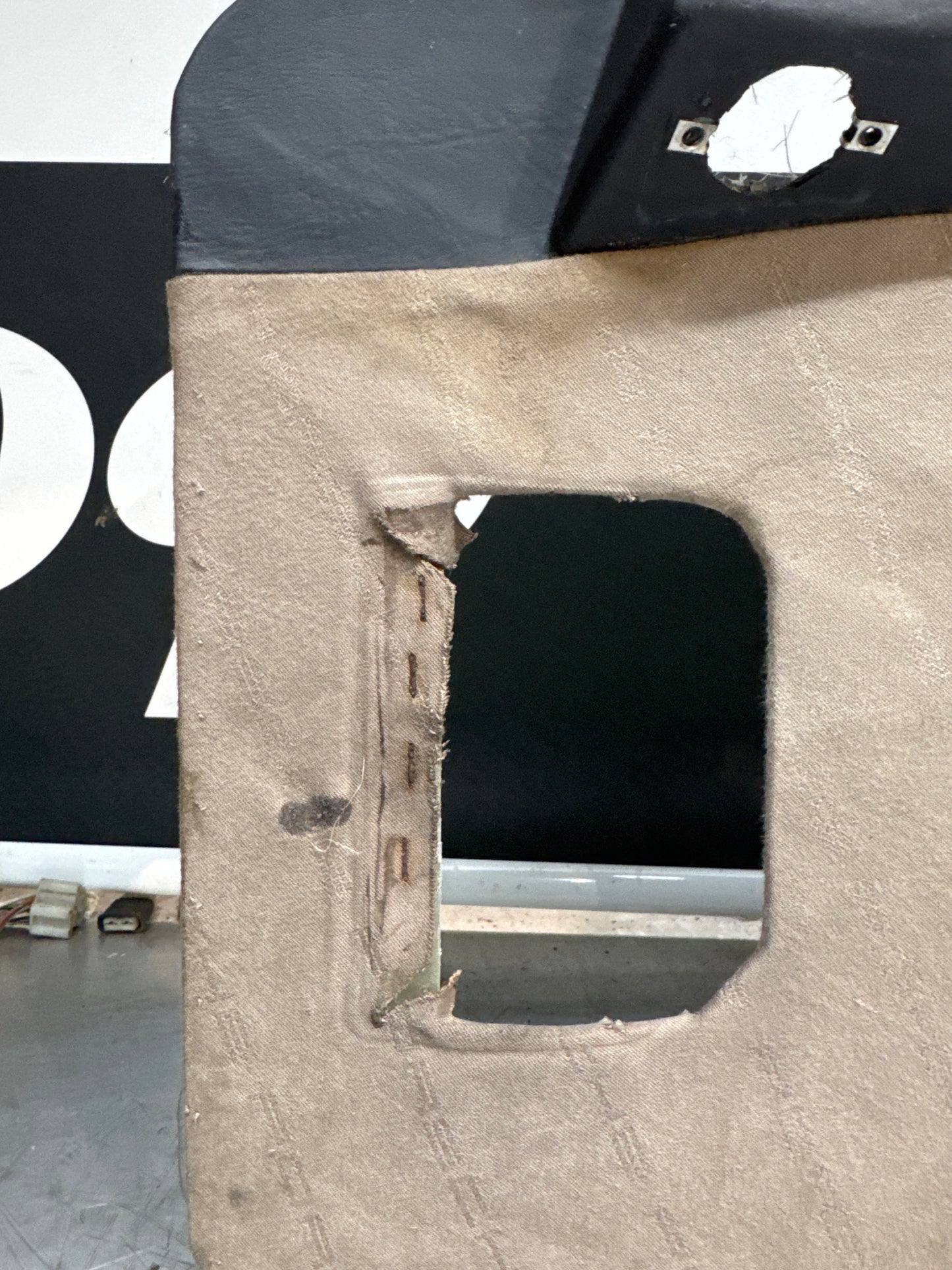 Porsche 924 / Early 944 Black Porsche script door cards. Right Hand Drive, Used. 478867011. Fibreglass repaired