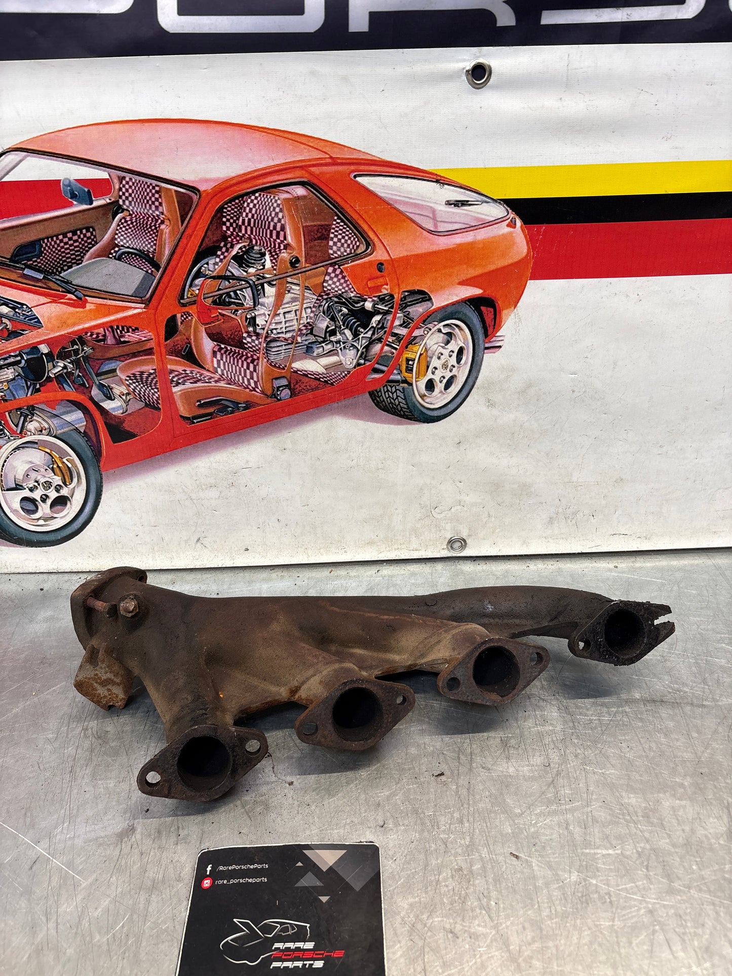 Porsche 928S right side exhaust manifold, used 9281111381RX