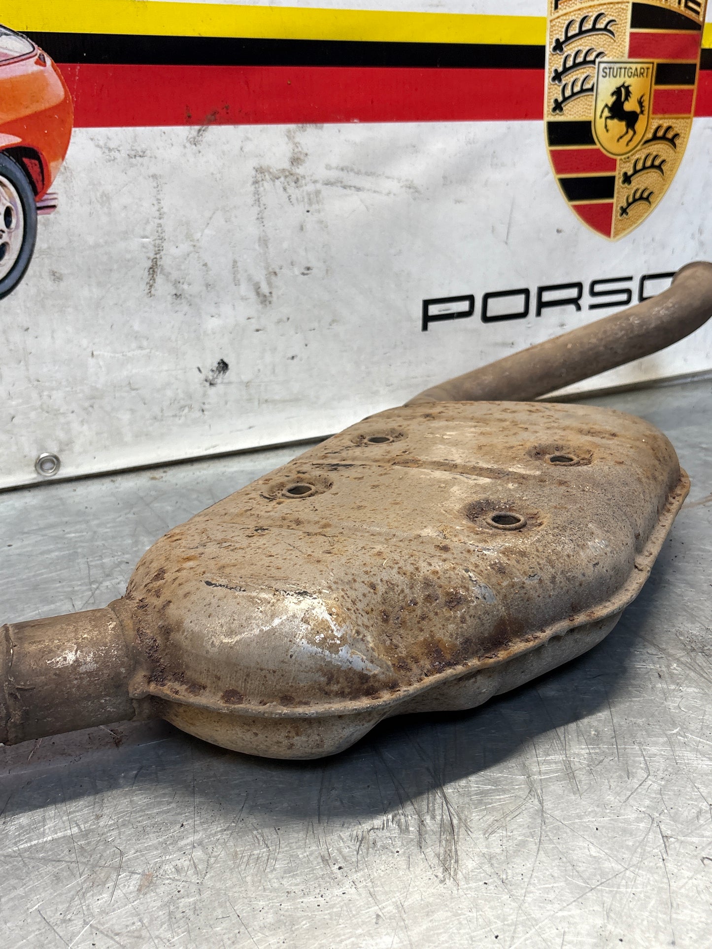 Porsche 928 Left side silencer, used 92811109304