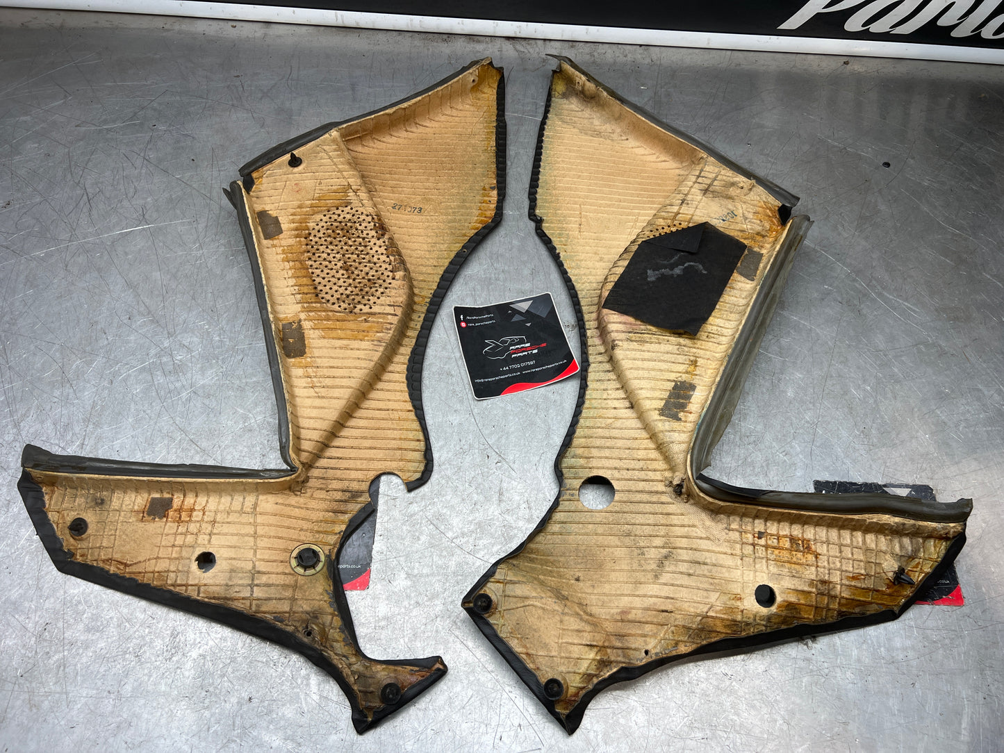 Porsche 944 black rear interior C Post trims/cards. Quarter panel trim used 944555021 944555022