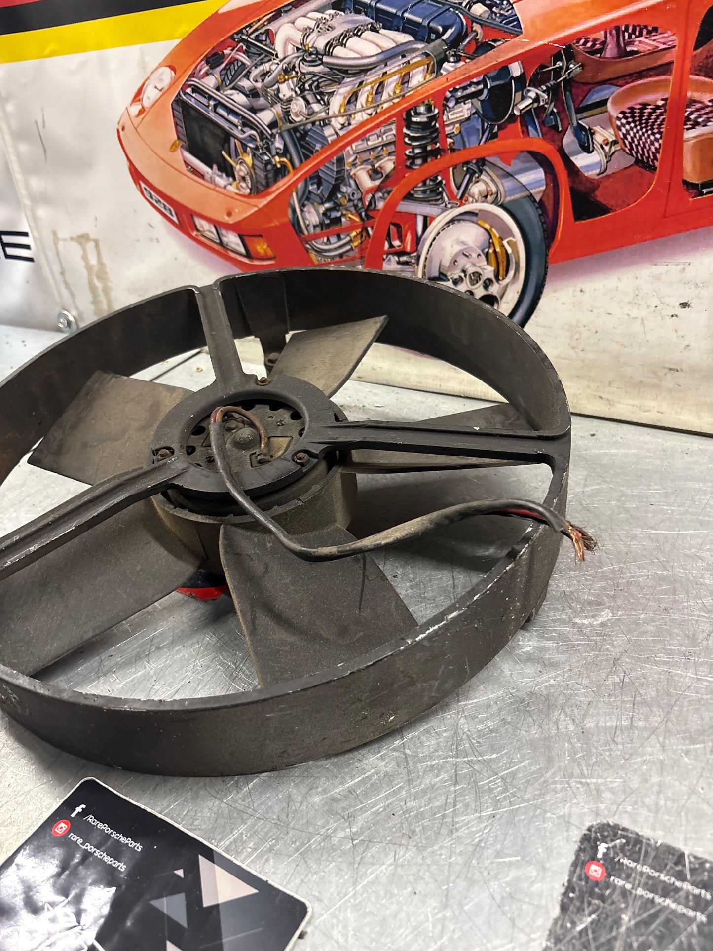 Porsche 928, -79 Air conditioner condenser  cooling  fan, genuine 92862410300 used