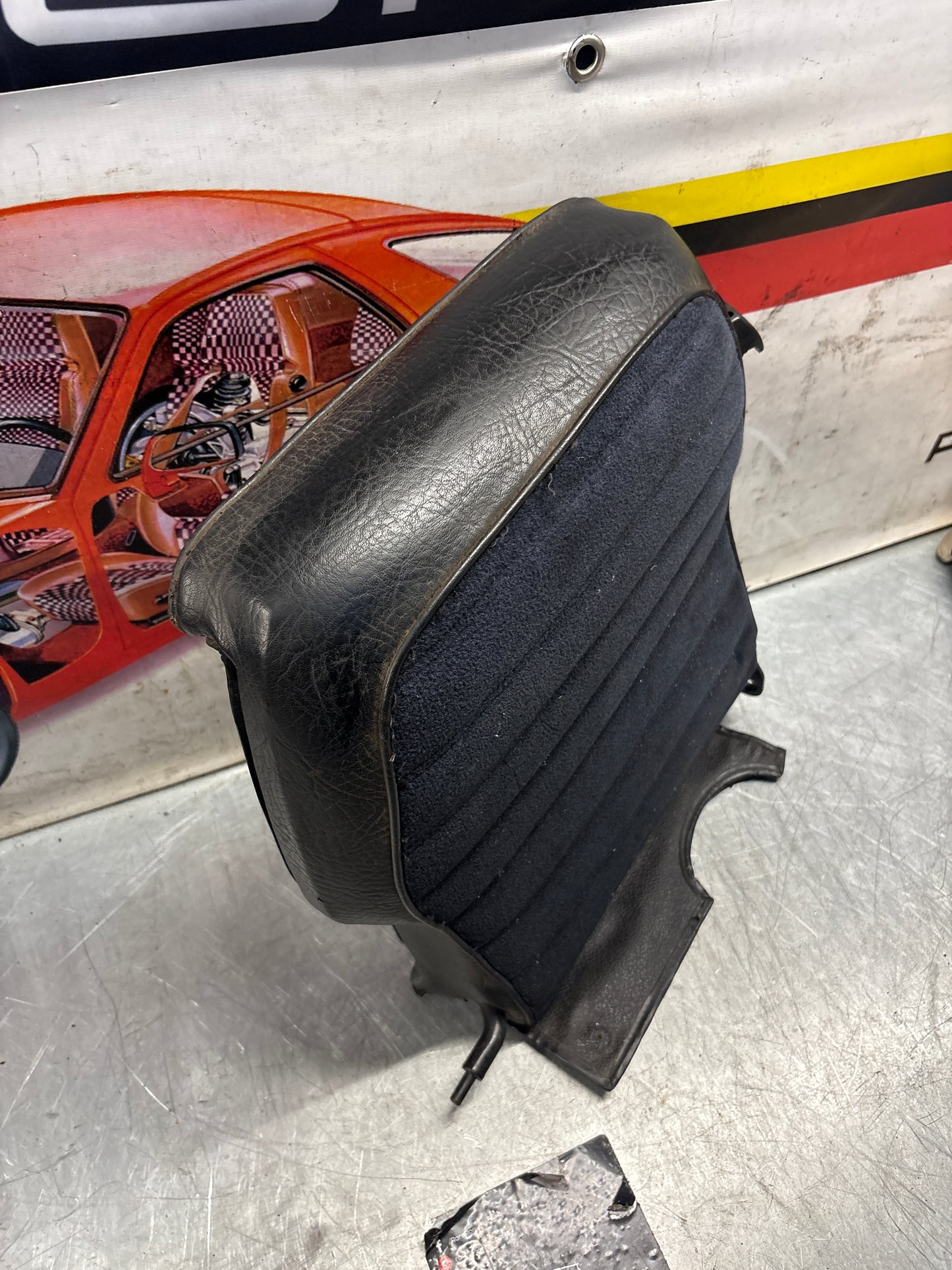 Porsche 928 rear left seat backrest, black, leather-velour used 92852203752