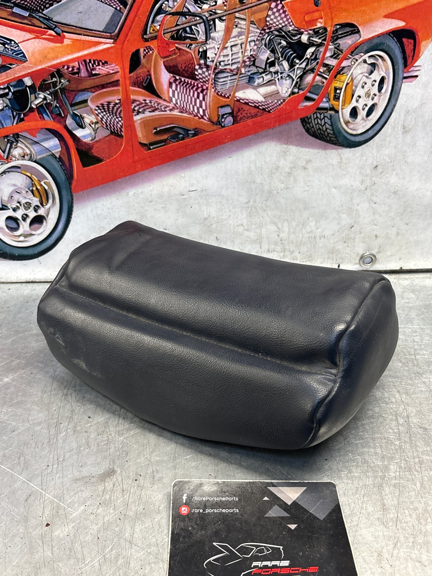Porsche 928 rear right seat upper cushion, leather, blue, used 92852204650