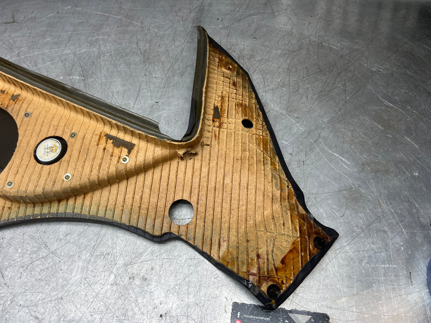 Porsche 944 Left Rear Quarter Trim Card, blue  - used 944555021 M490 sound pack