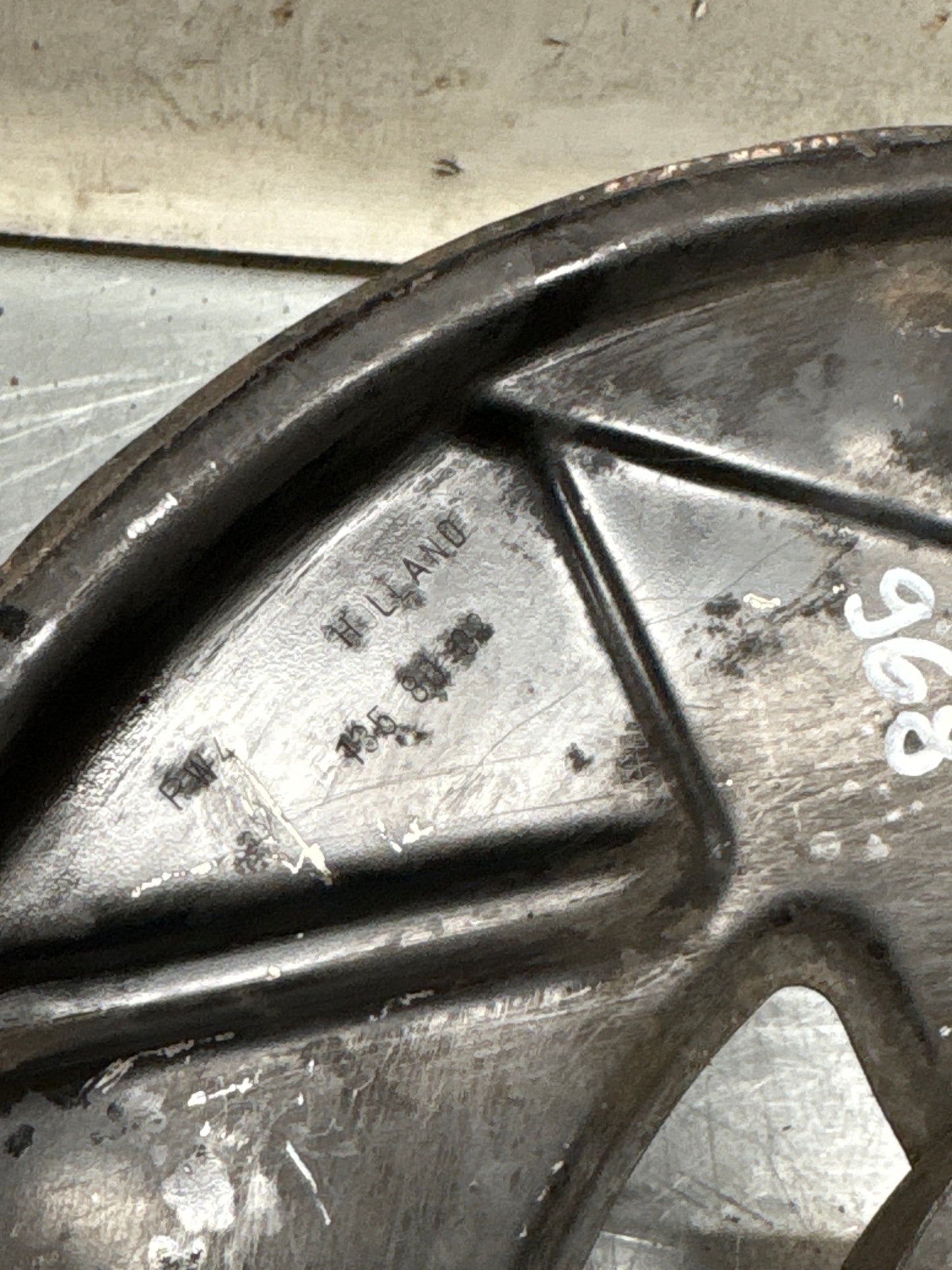 Porsche 968 front left brake dust cover plate, used 95135180502