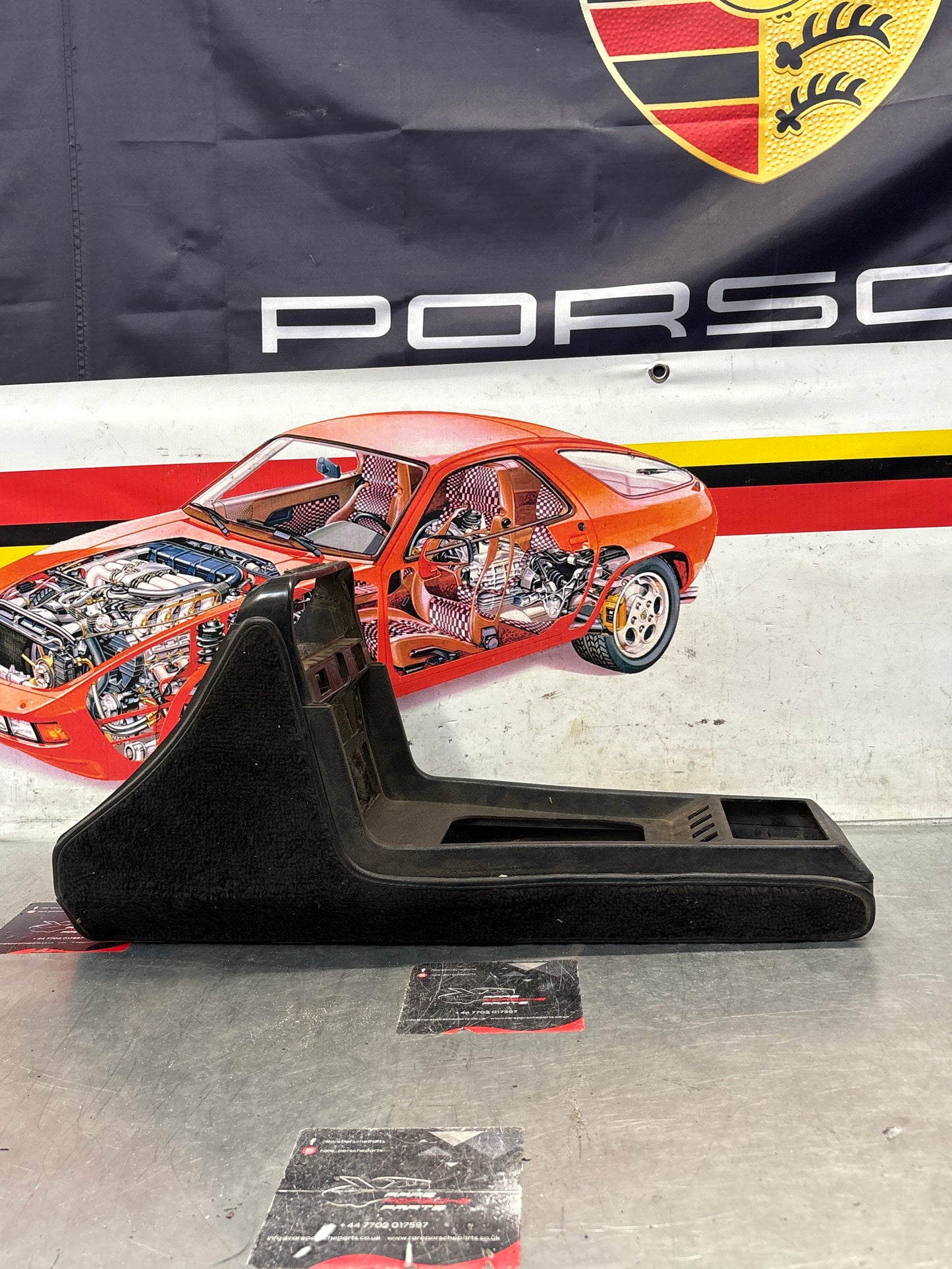 Porsche 924 centre console black, no switch holes 477857951  used